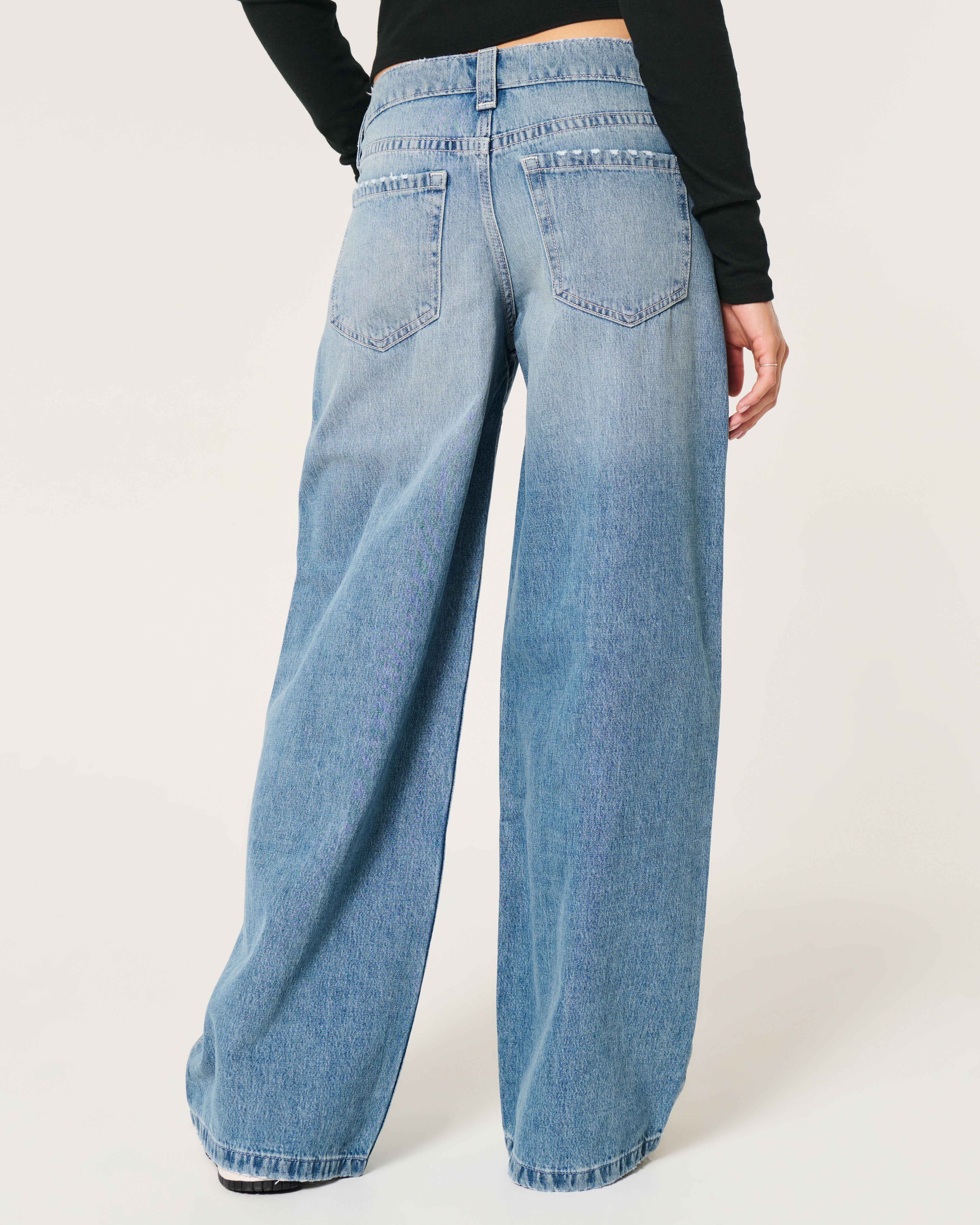 Low-Rise Medium Wash Super Baggy Jeans