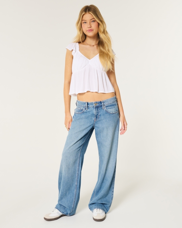 Low-Rise Lightweight Medium Wash Baggy Jeans