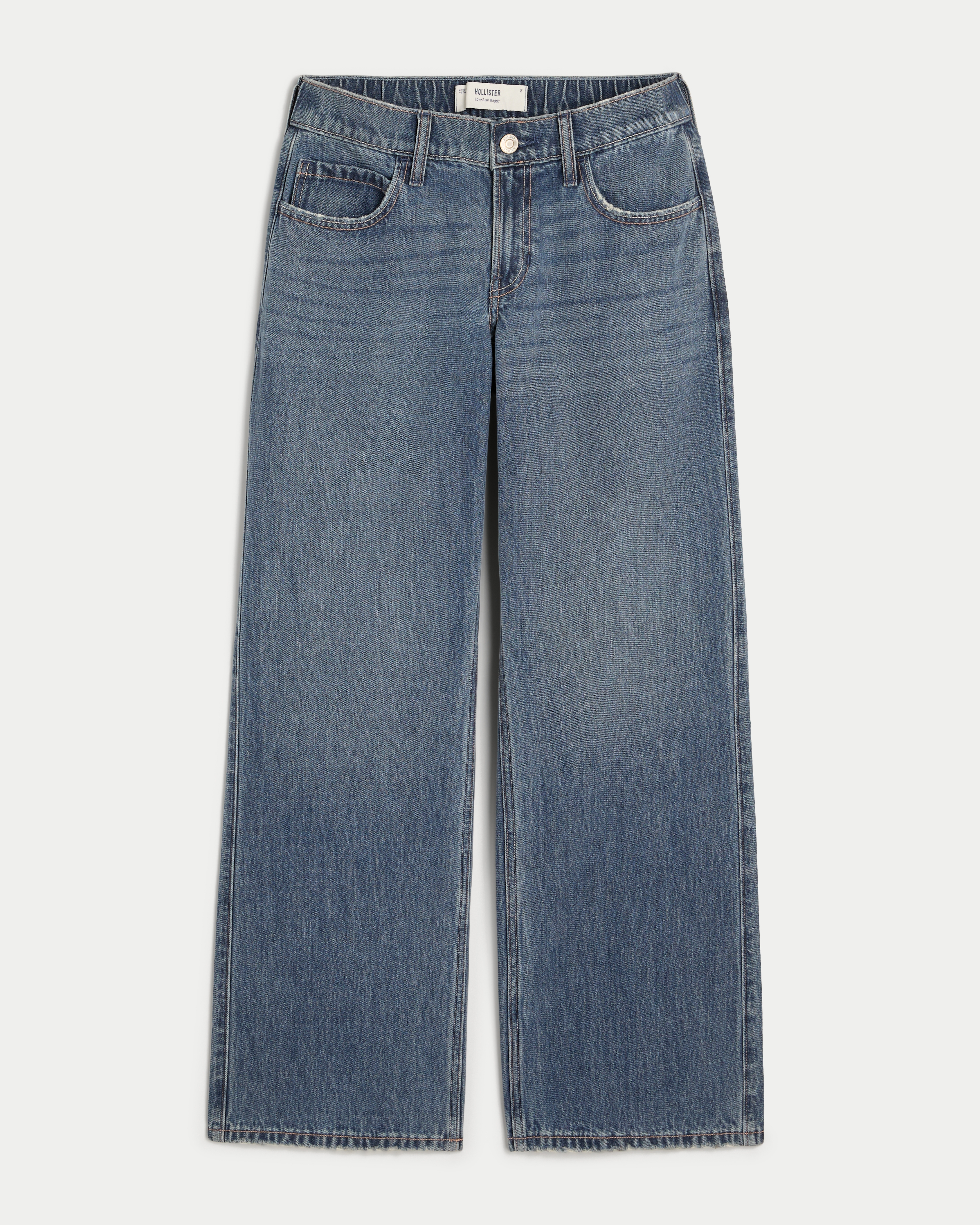 Women's Low-Rise Dark Wash Comfort Waistband Baggy Jeans