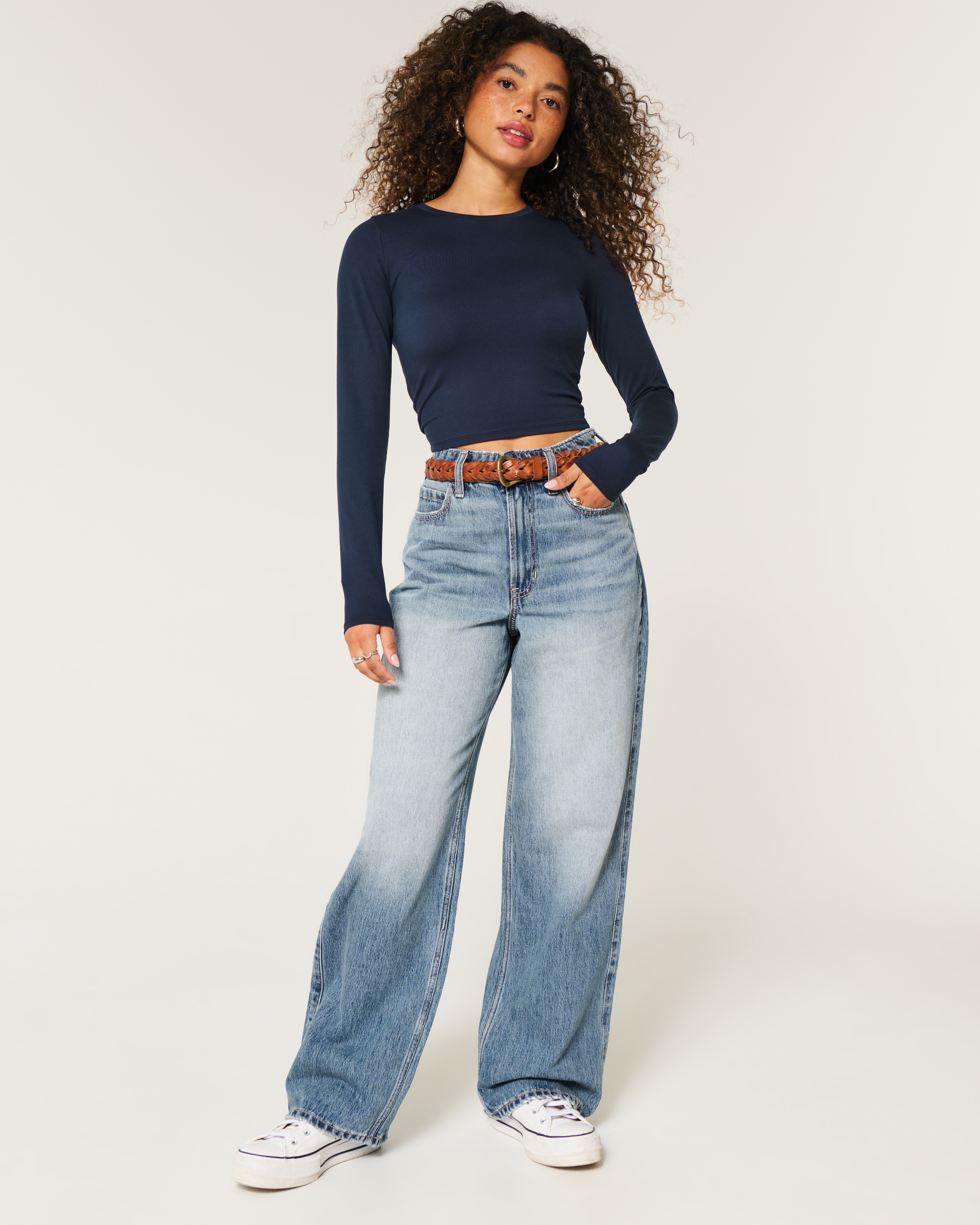 Ultra High-Rise Light Wash Baggy Jeans