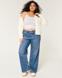 Curvy Mid-Rise Medium Wash Baggy Jeans