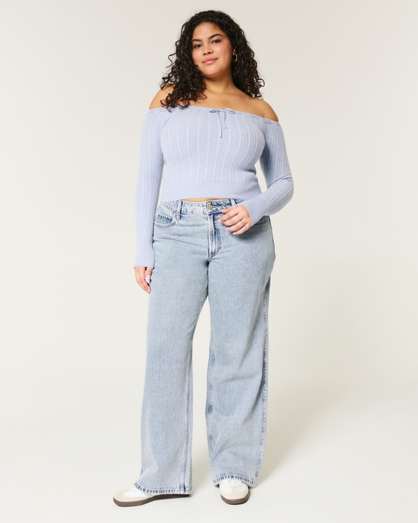 Curvy Mid-Rise Medium Wash Baggy Jeans, Medium view 1