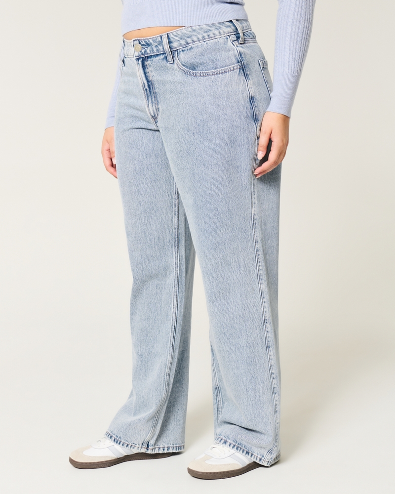 Women's Curvy Mid-Rise Medium Wash Baggy Jeans Women's Bottoms