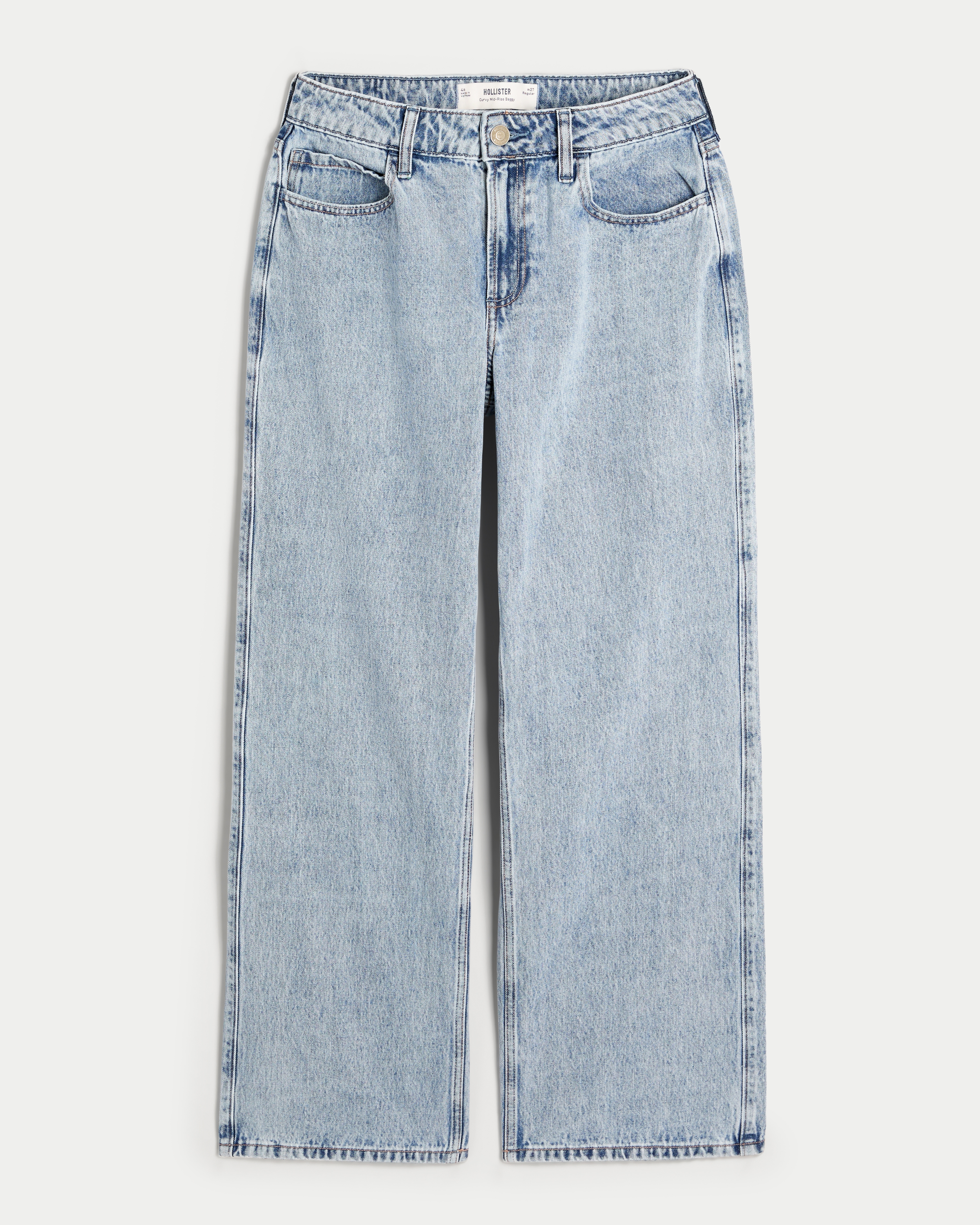 Curvy Mid-Rise Medium Wash Baggy Jeans