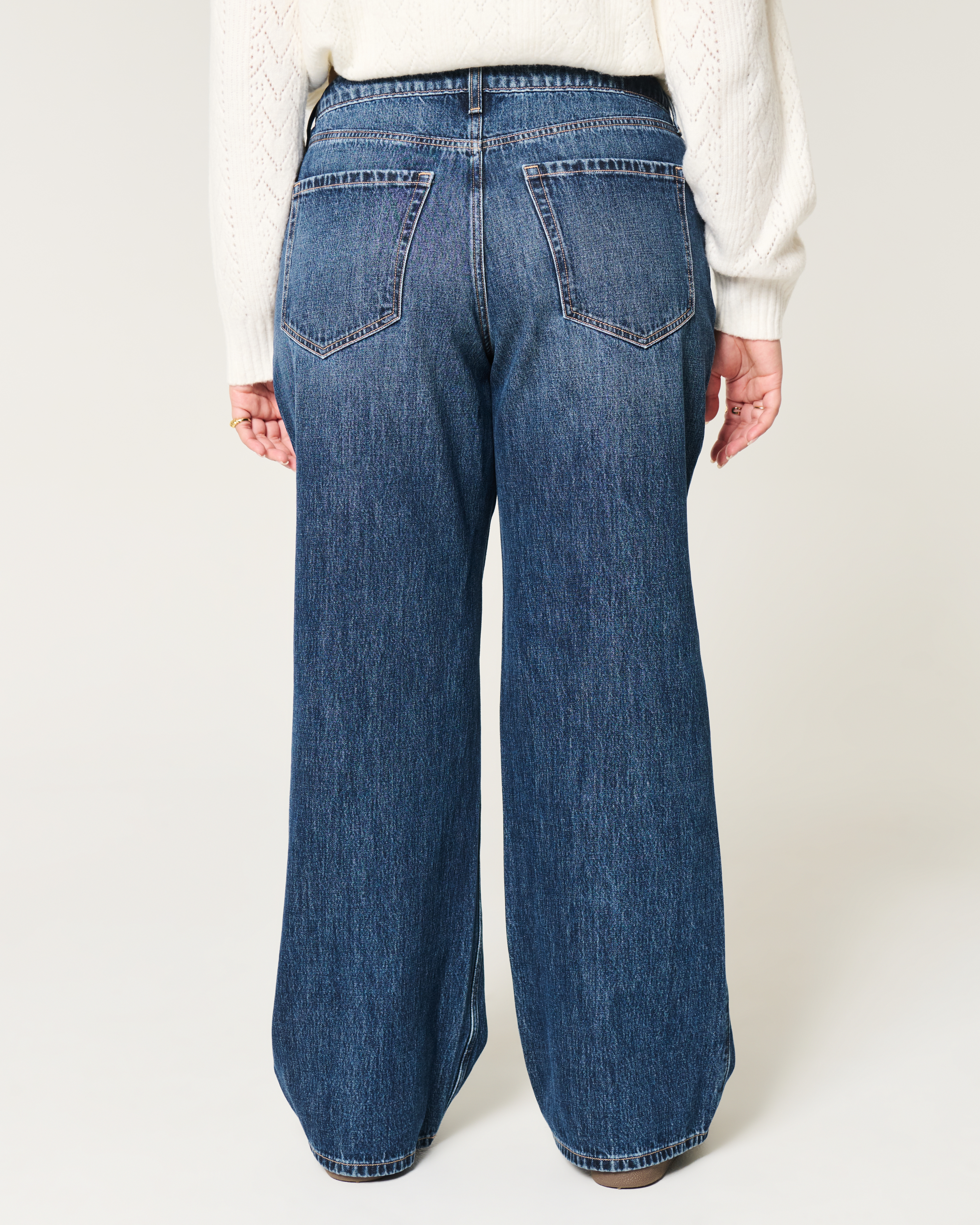 Curvy Mid-Rise Dark Wash Baggy Jeans