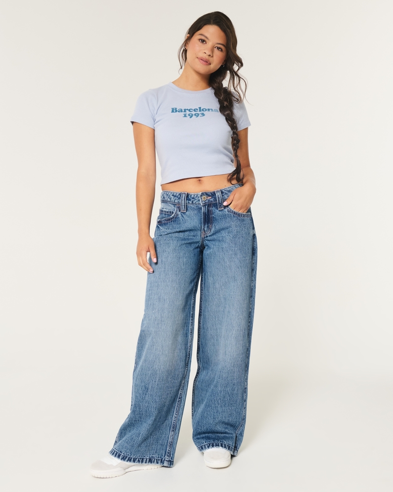 Low-Rise Medium Wash Super Baggy Jeans