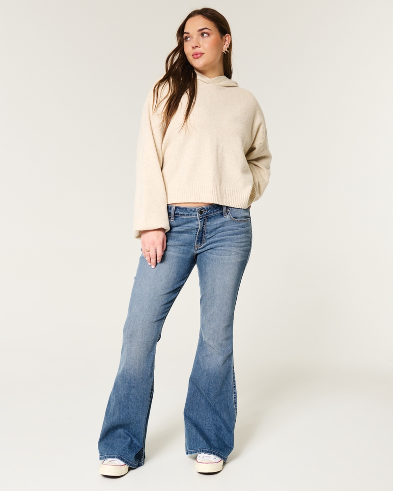 Low-Rise Medium Wash Flare Jeans