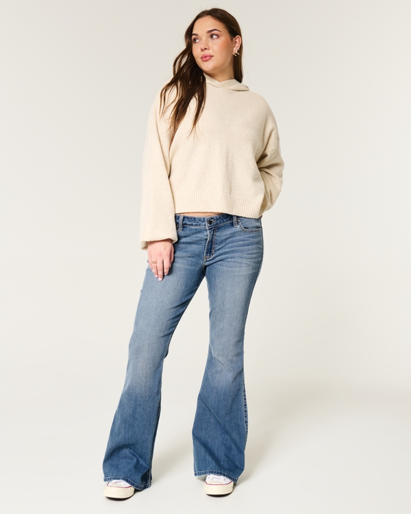 Low-Rise Medium Wash Flare Jeans, Light