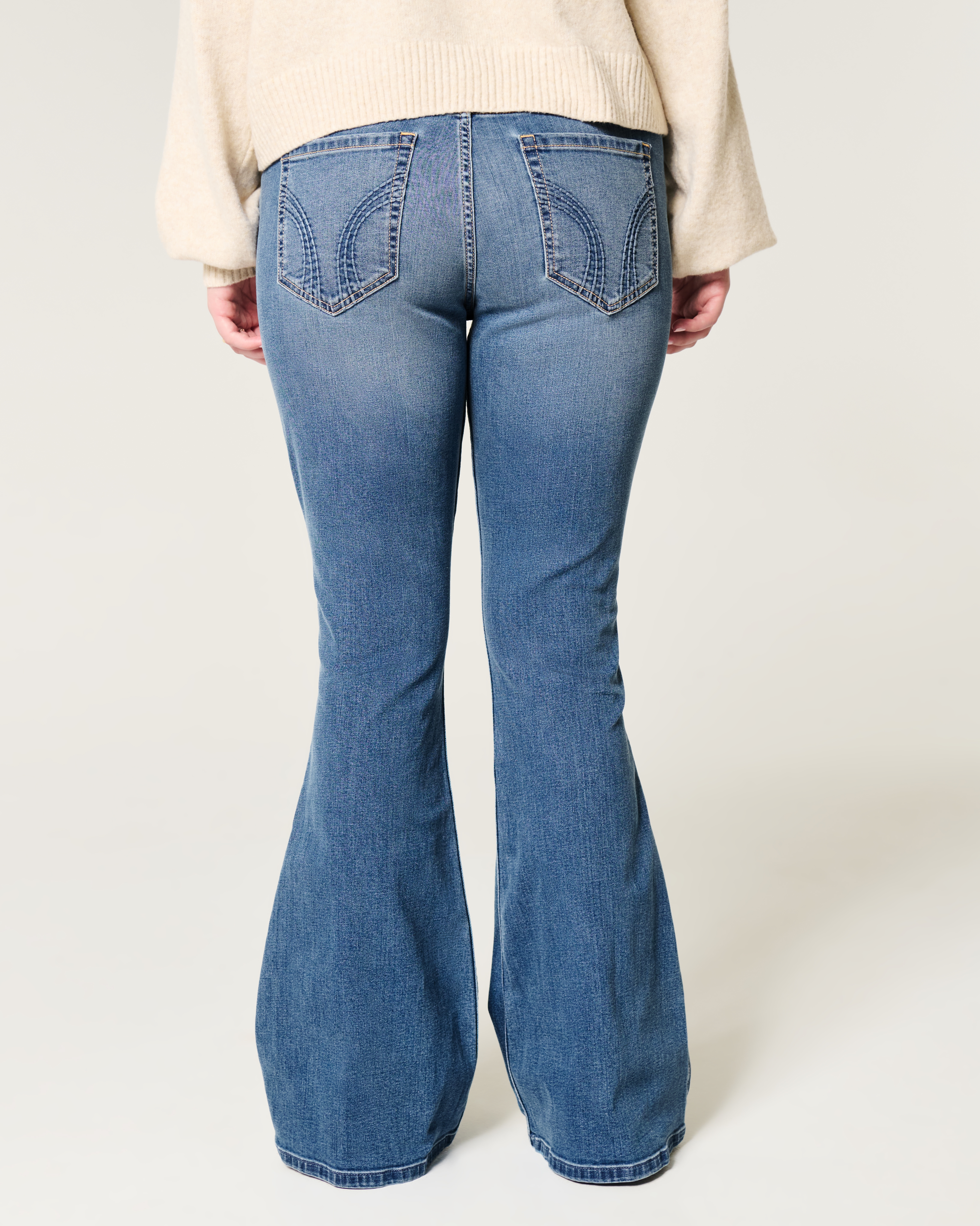 【関税&送料込み】ChloAC Flared Jeans Women's Low-Rise Medium Wash Flare Jeans | Women's Clearance