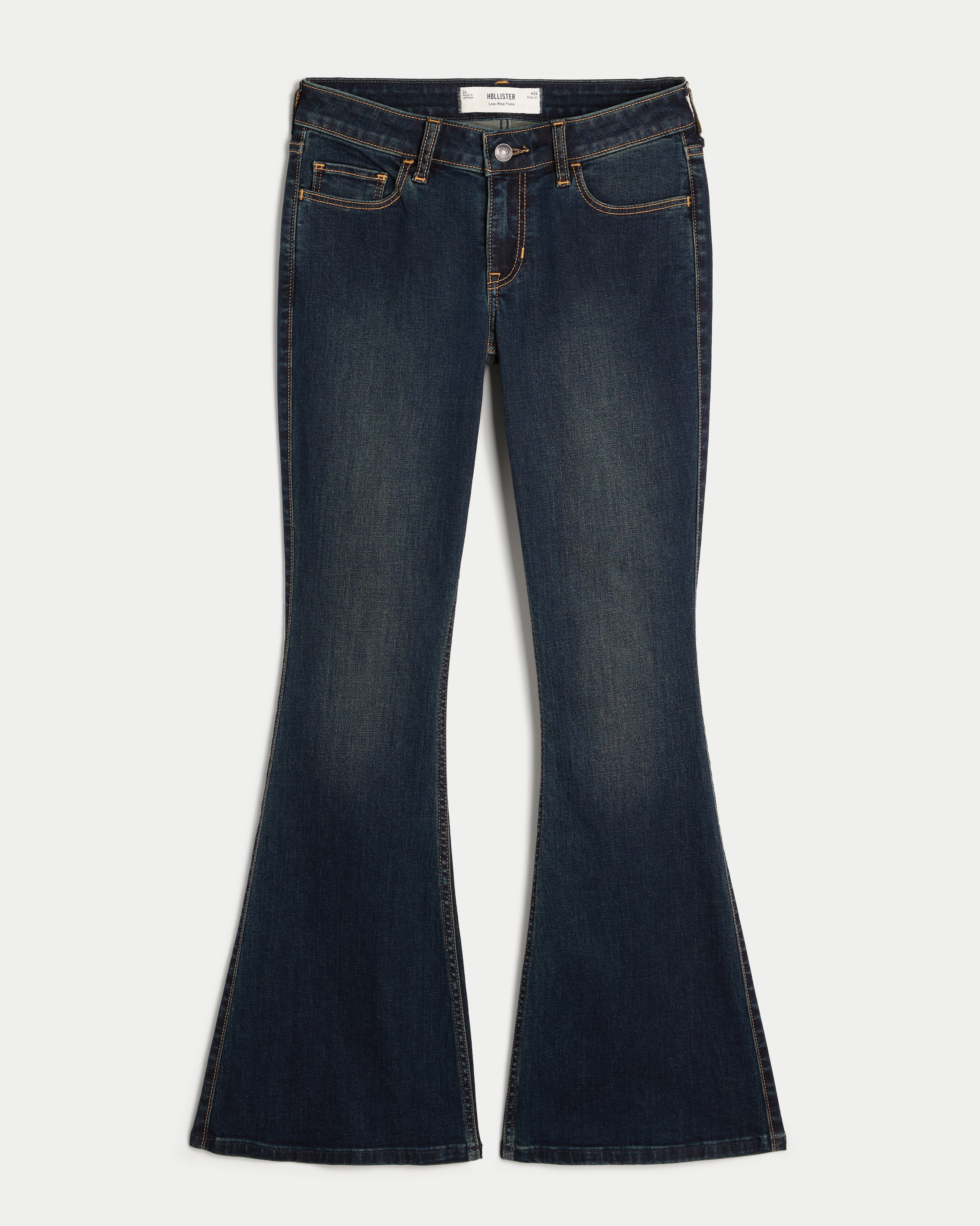 Low-Rise Dark Wash Flare Jeans