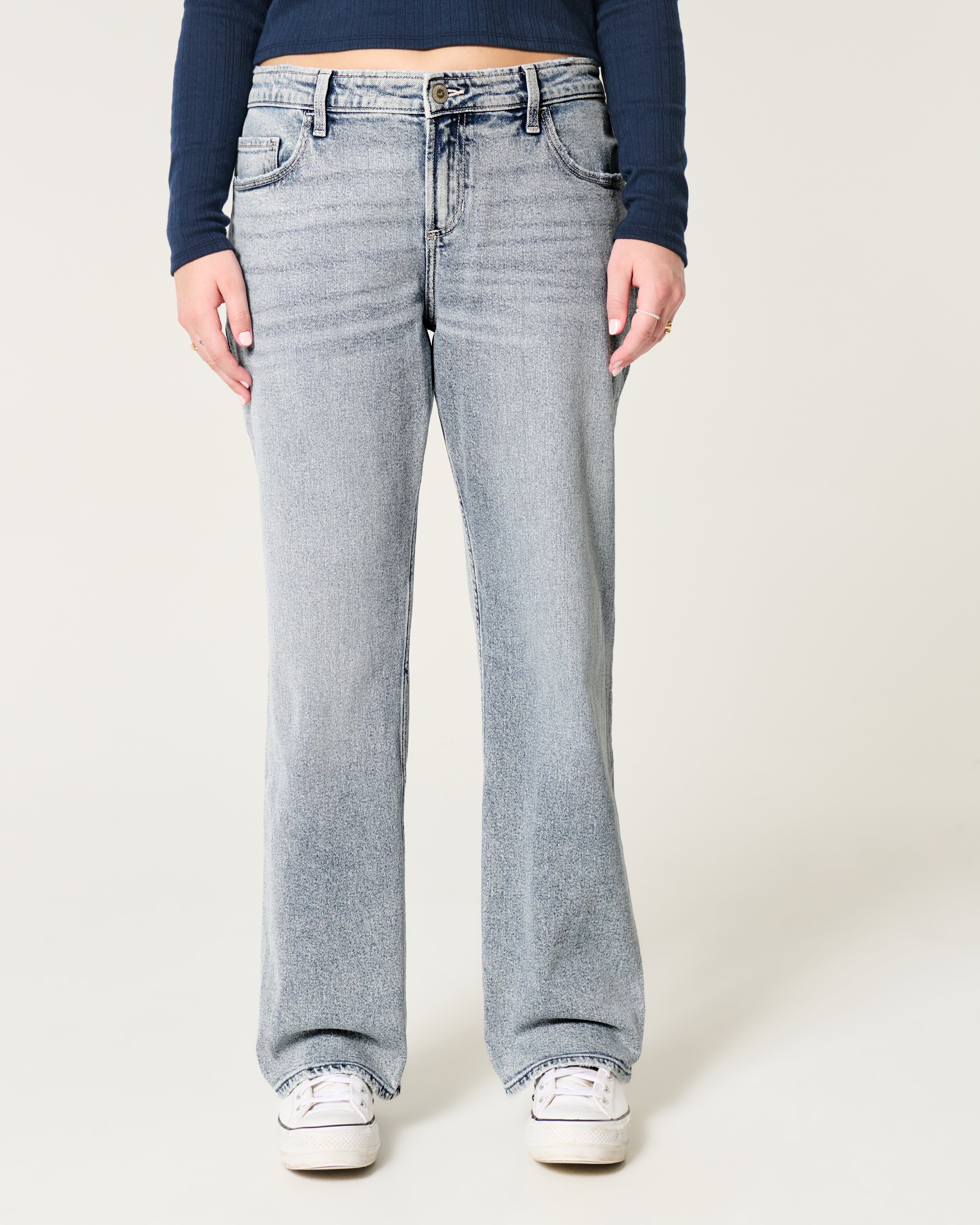 Low-Rise Medium Wash Relaxed Straight Jeans