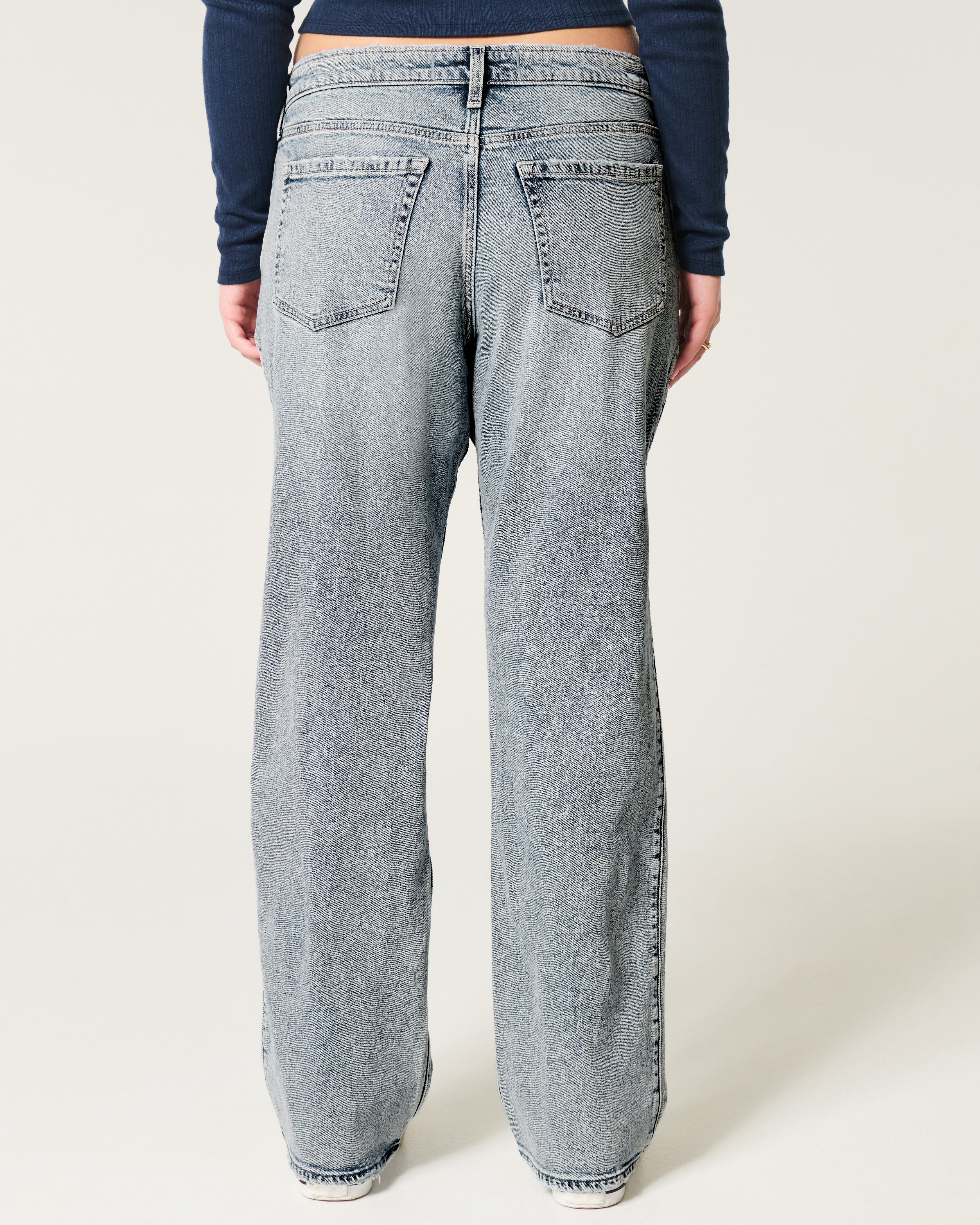 Low-Rise Medium Wash Relaxed Straight Jeans