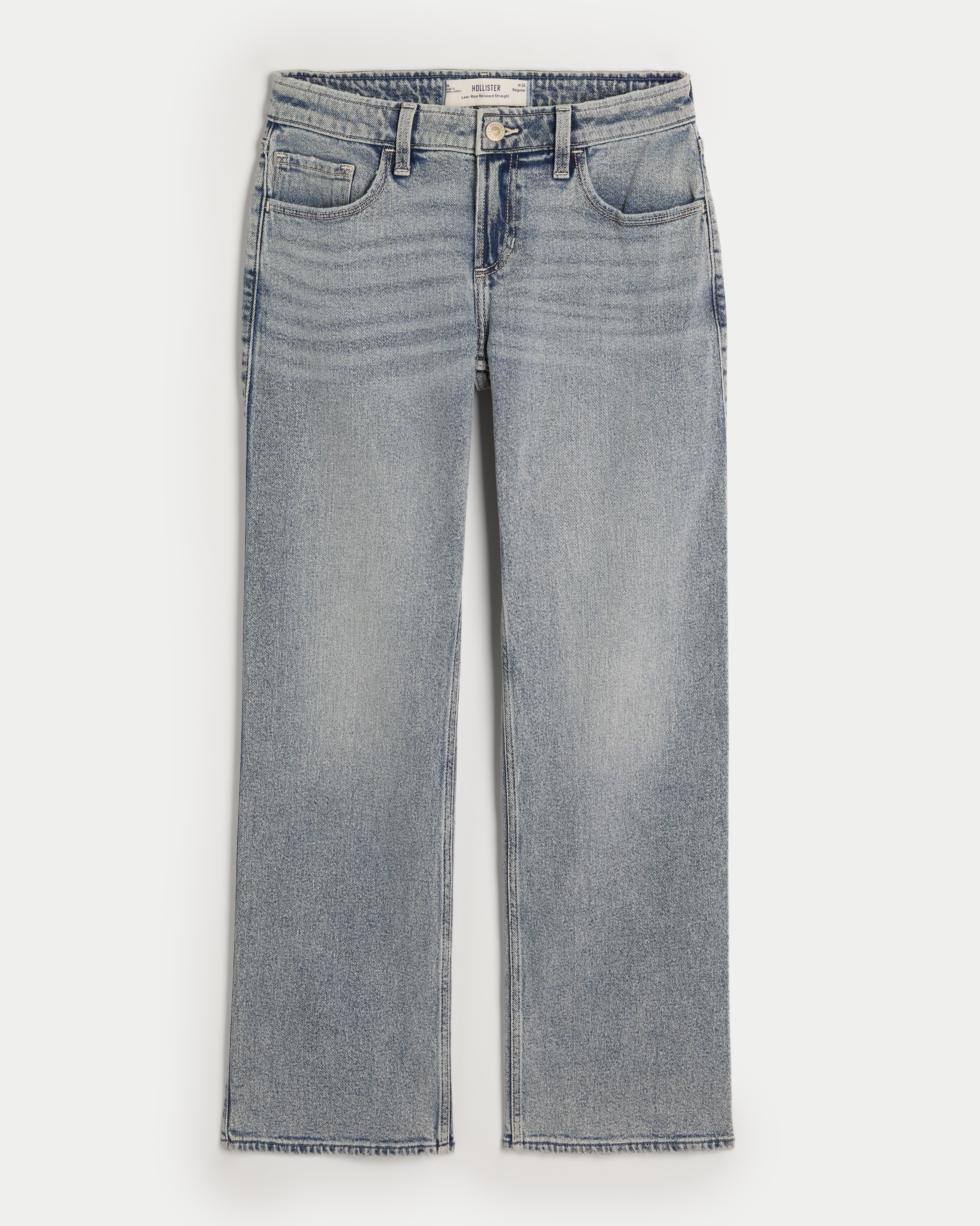 Low-Rise Medium Wash Relaxed Straight Jeans