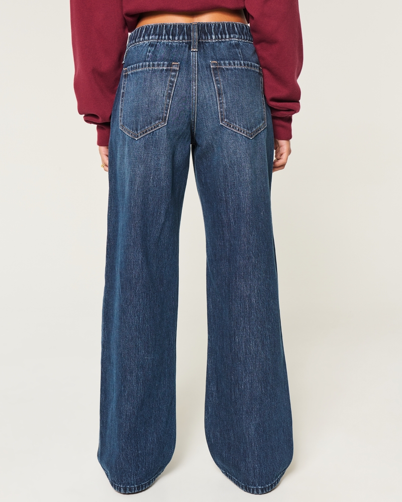 Low-Rise Dark Wash Baggy Jeans