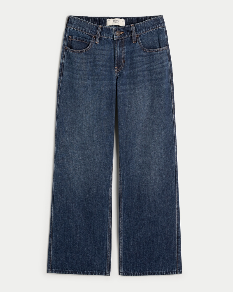 Women's Low-Rise Dark Wash Comfort Waistband Baggy Jeans Women's Low-Rise Dark Wash Comfort Waistband Baggy Jeans
