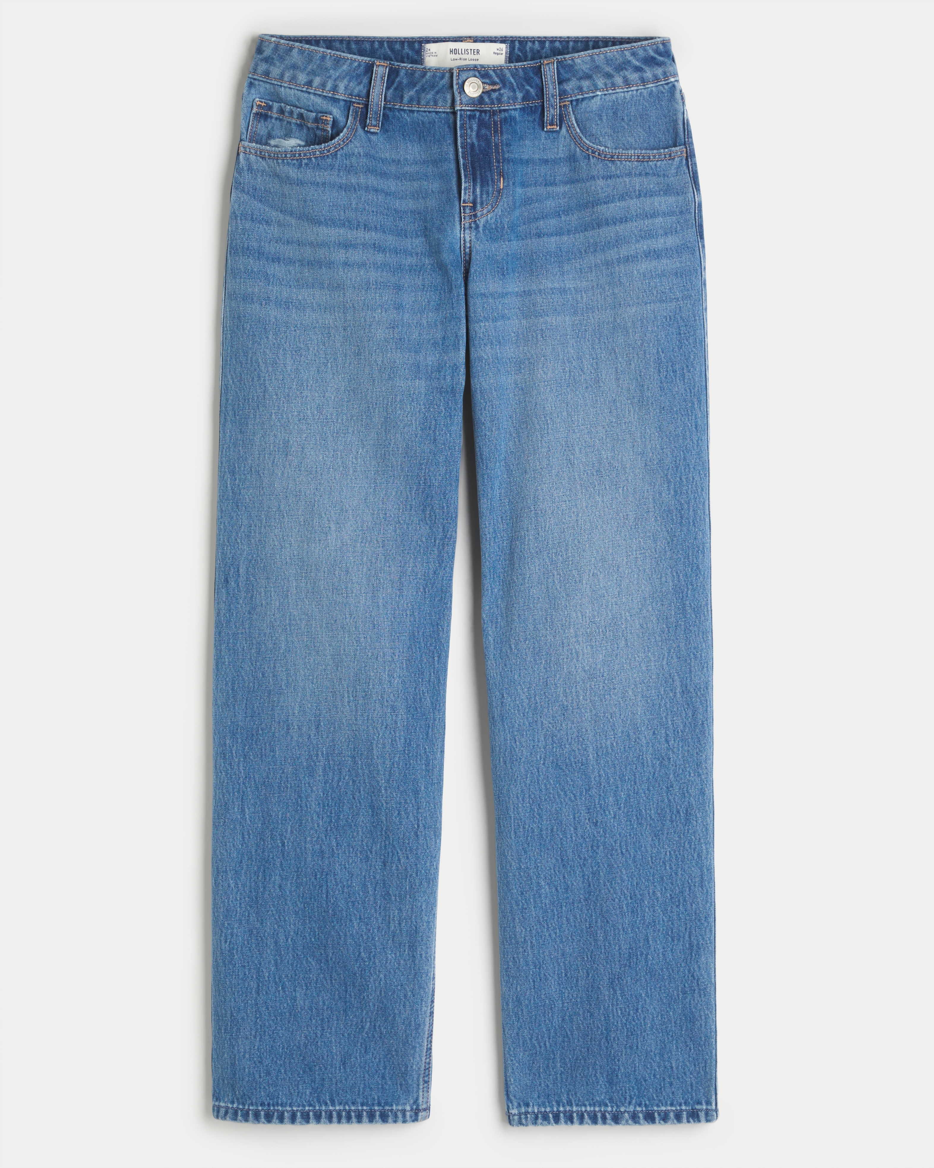 Low-Rise Medium Wash Loose Jeans