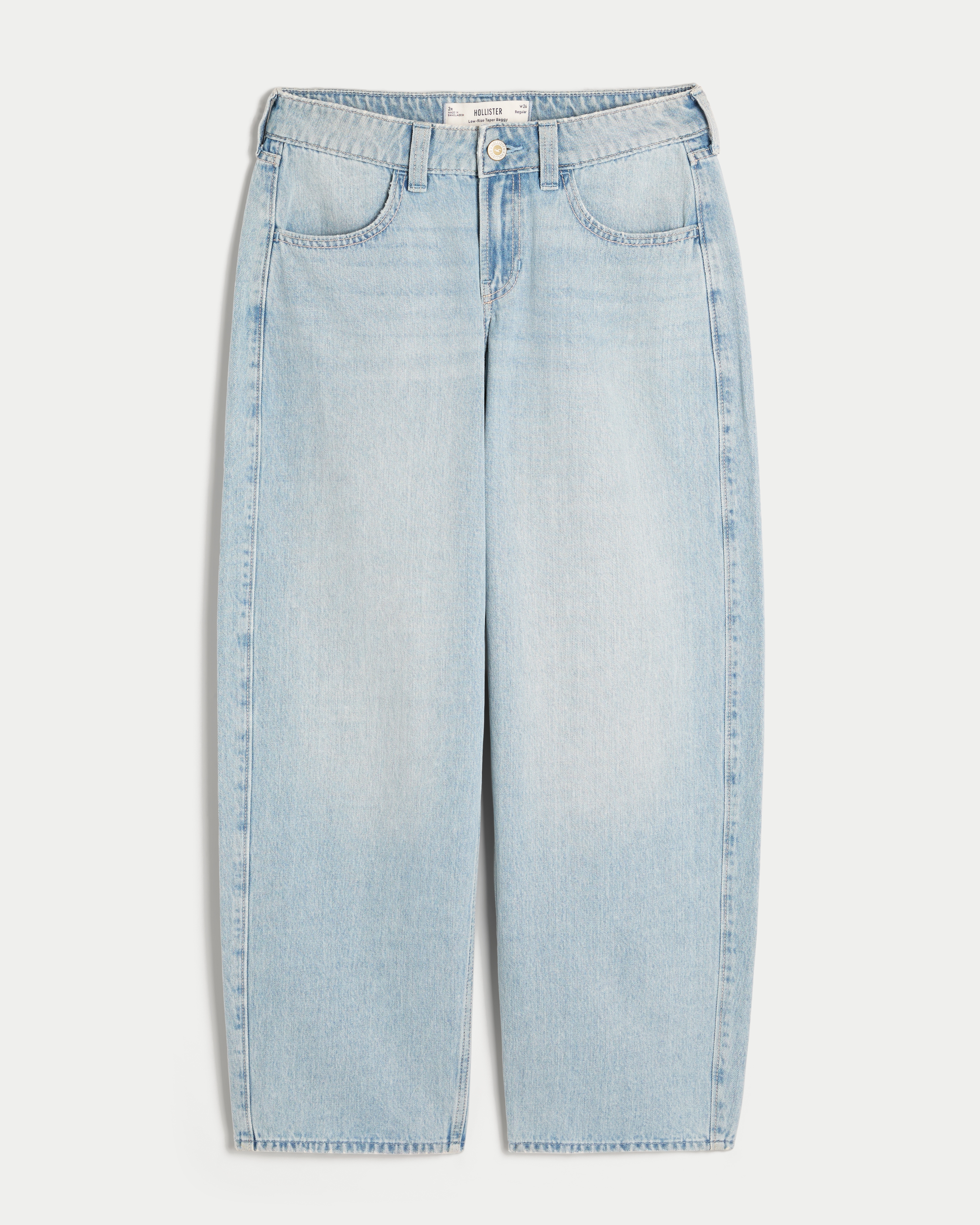 Low-Rise Medium Wash Tapered Baggy Jeans