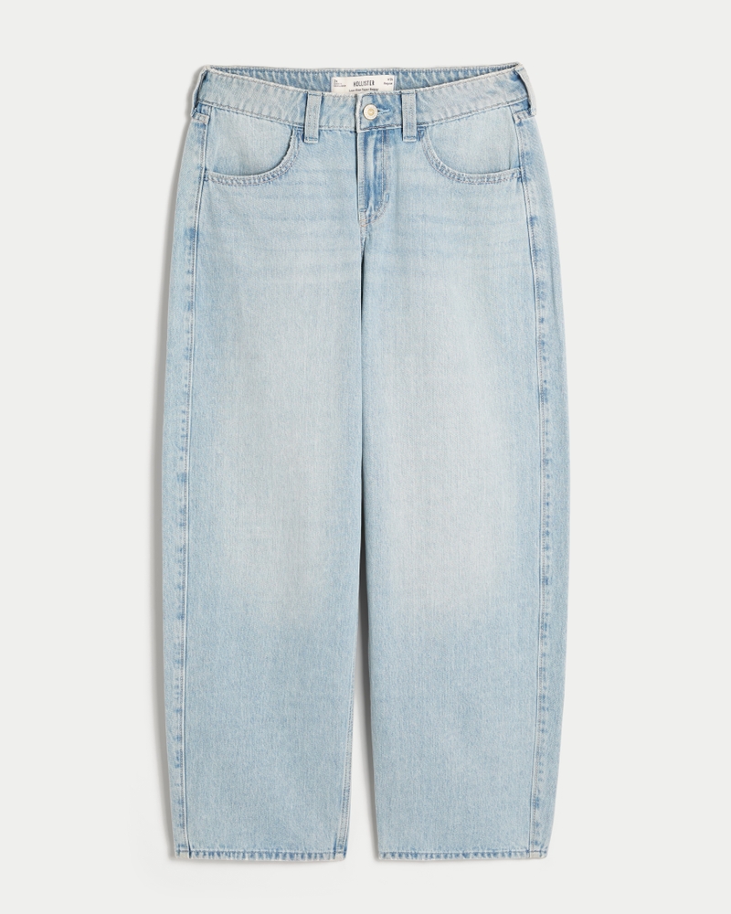 Low-Rise Medium Wash Tapered Baggy Jeans