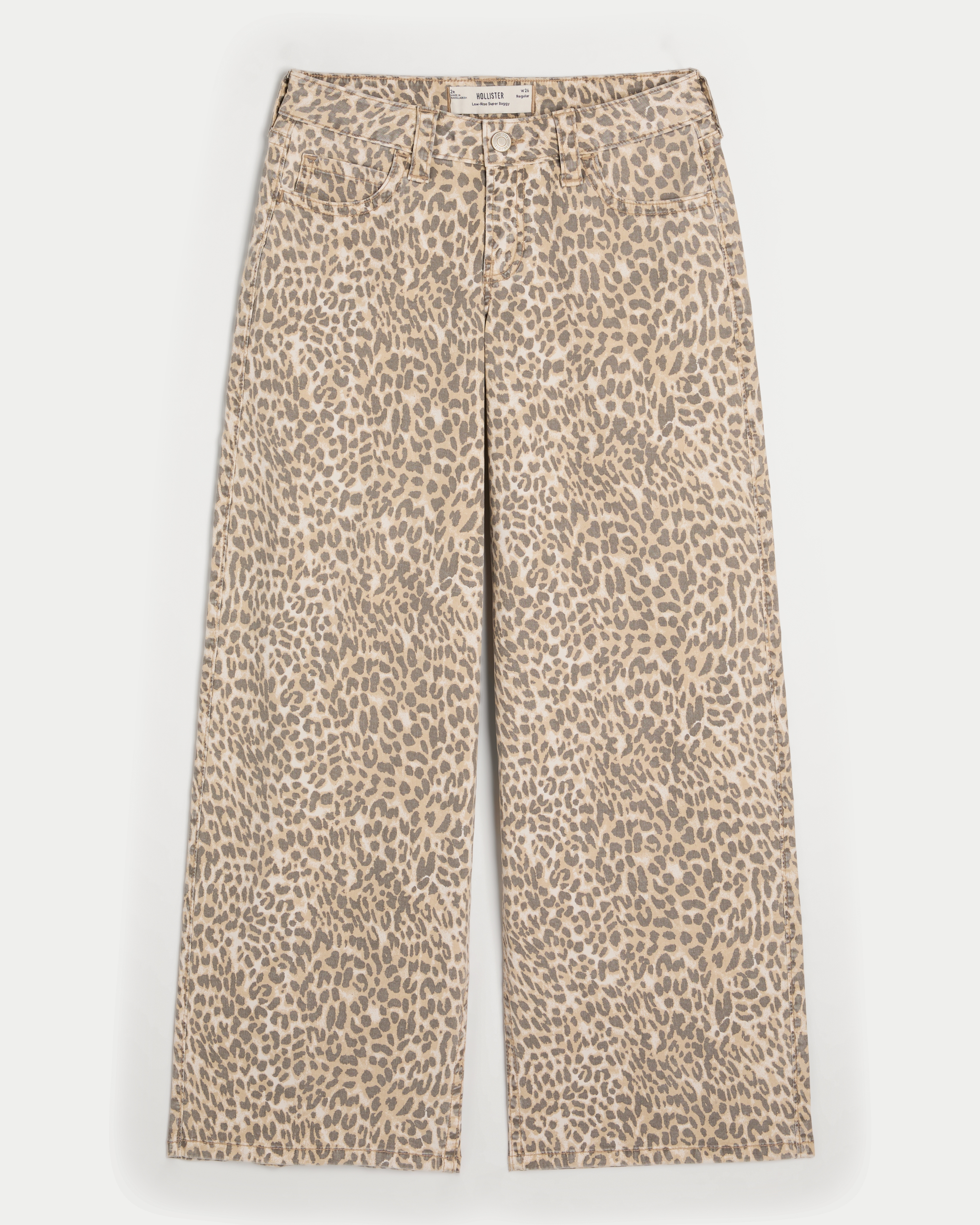 Low-Rise Leopard Print Super Baggy Jeans