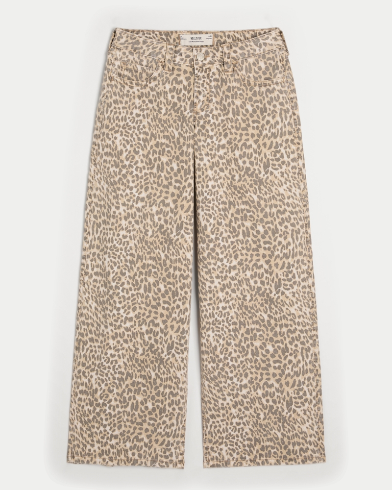 Low-Rise Leopard Print Super Baggy Jeans