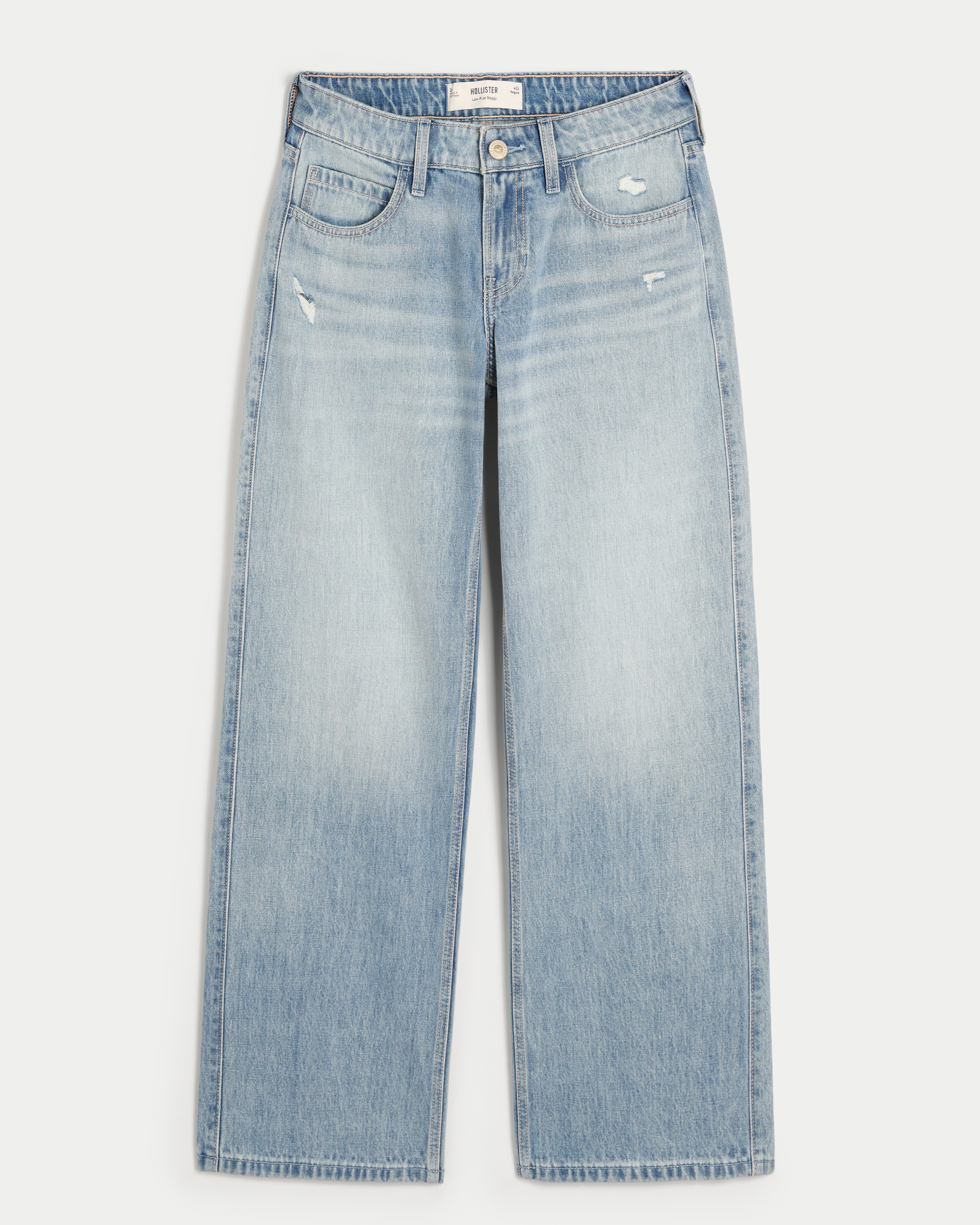 Women s Low Rise Distressed Medium Wash Baggy Jeans in Medium Size 20 R 21 R 35W from Hollister