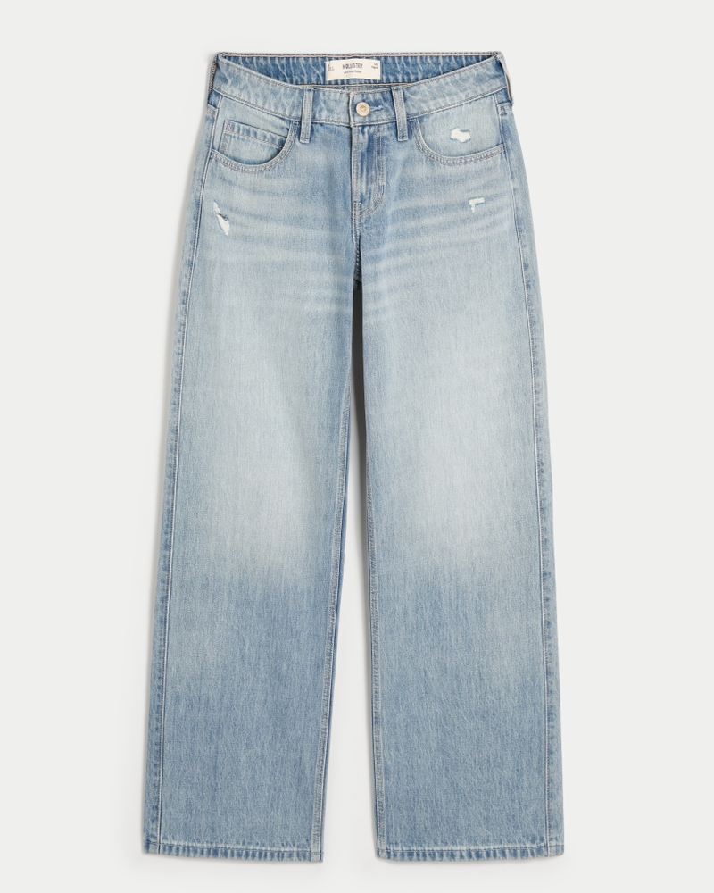 Women s Low Rise Distressed Medium Wash Baggy Jeans in Medium Size 20 R 21 R 35W from Hollister