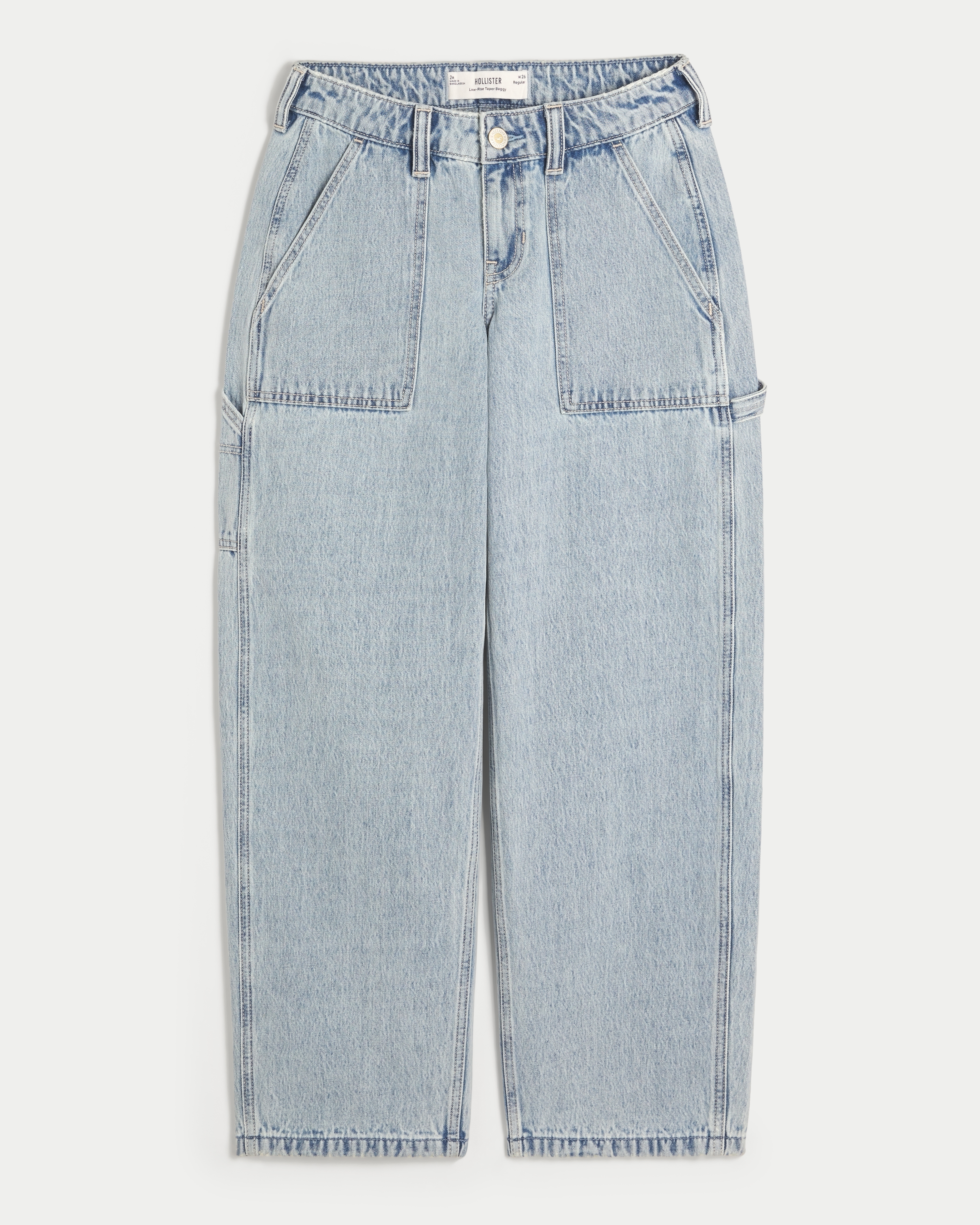 Low-Rise Light Wash Tapered Baggy Jeans