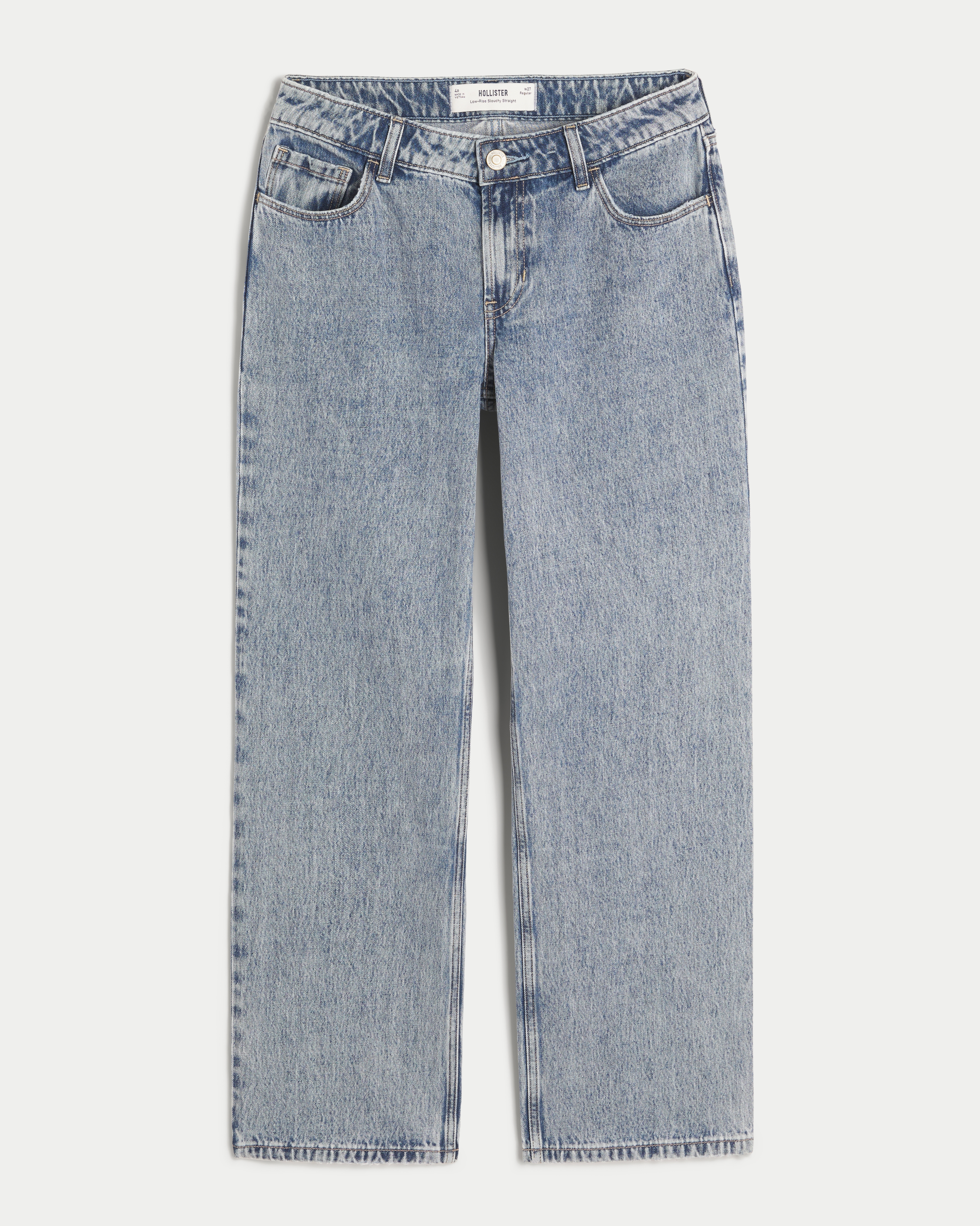 Low-Rise Light Wash Slouchy Straight Jeans