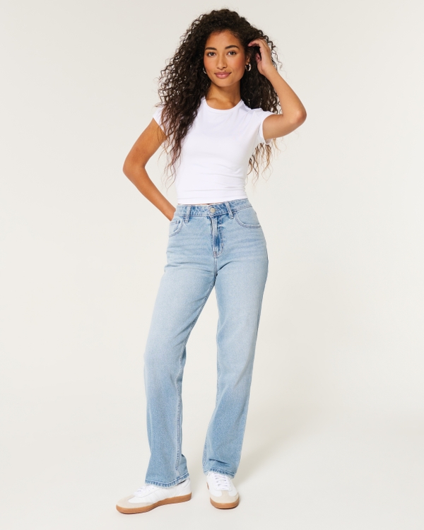 High-Rise Light Wash Vintage Straight Jeans, Light