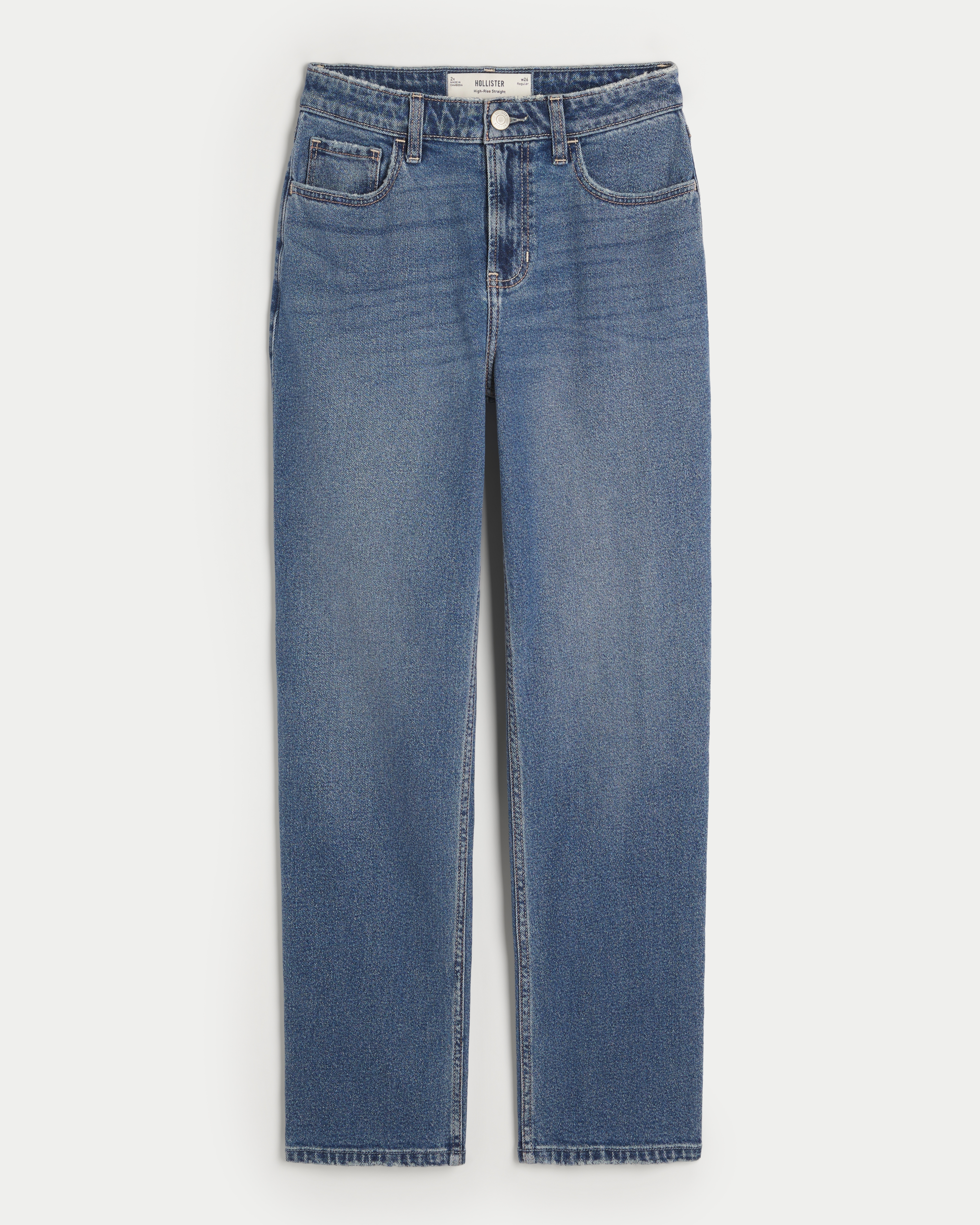 High-Rise Medium Wash Straight Jeans