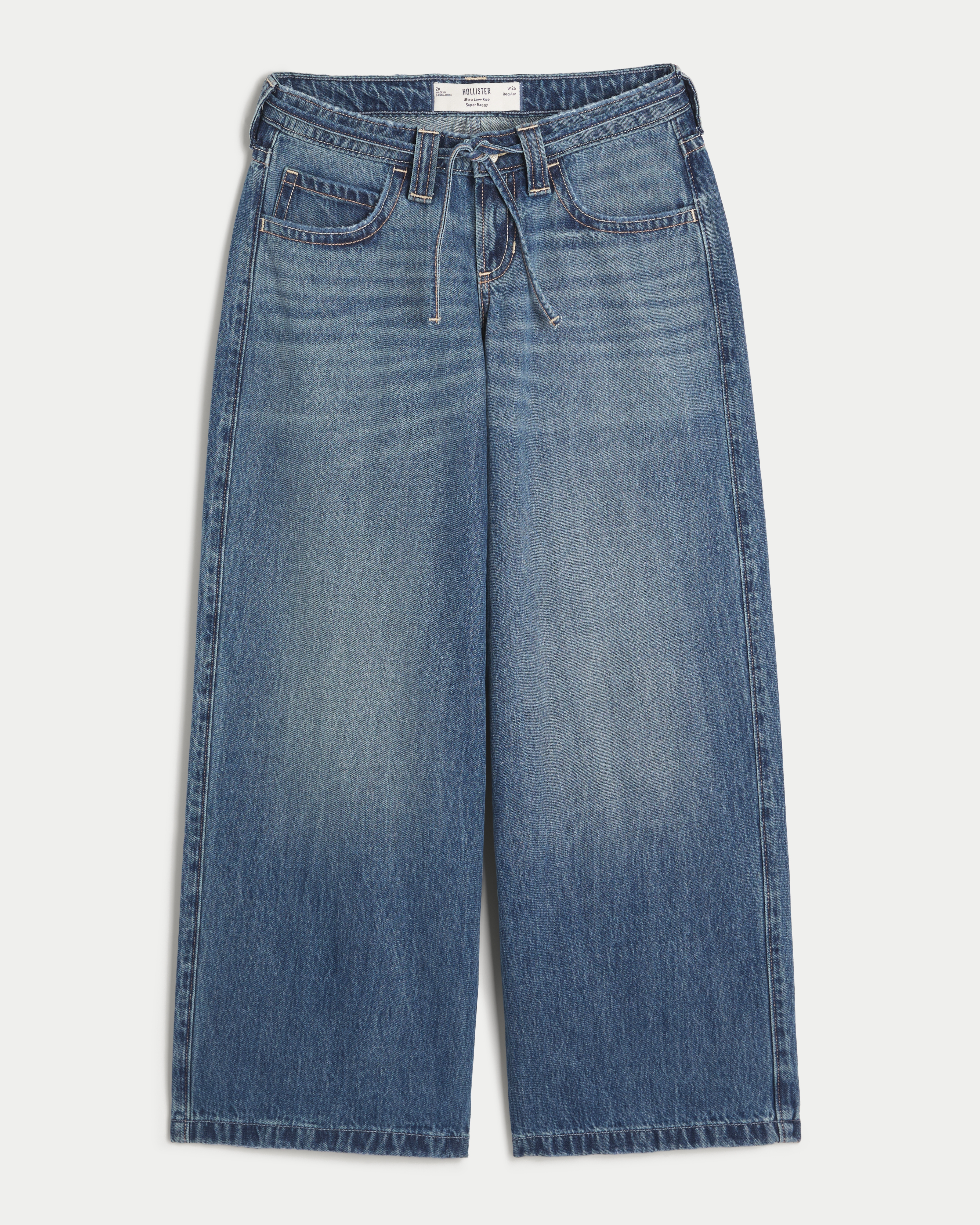 Ultra Low-Rise Medium Wash Super Baggy Jeans