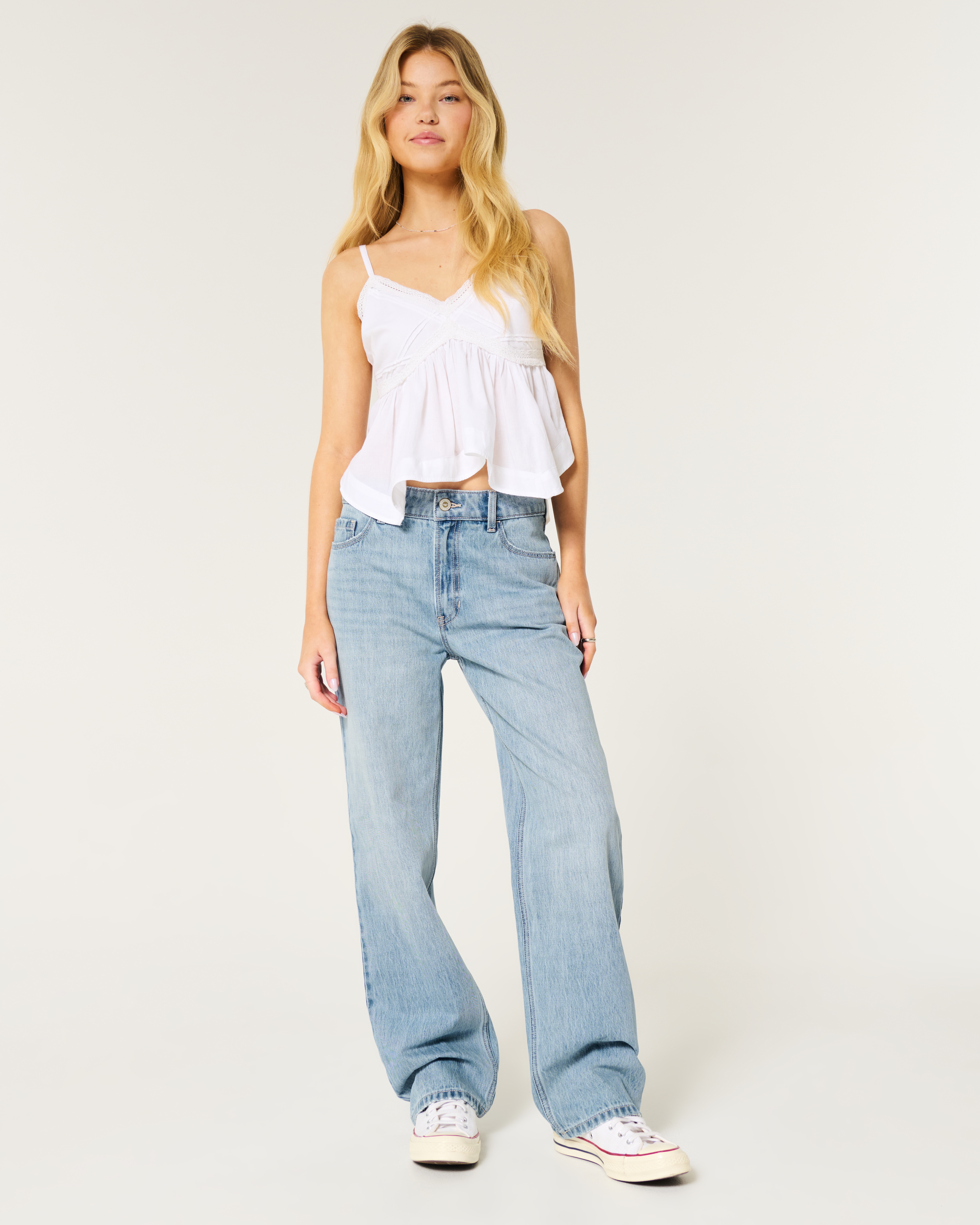 High-Rise Medium Wash Slouchy Straight Jeans