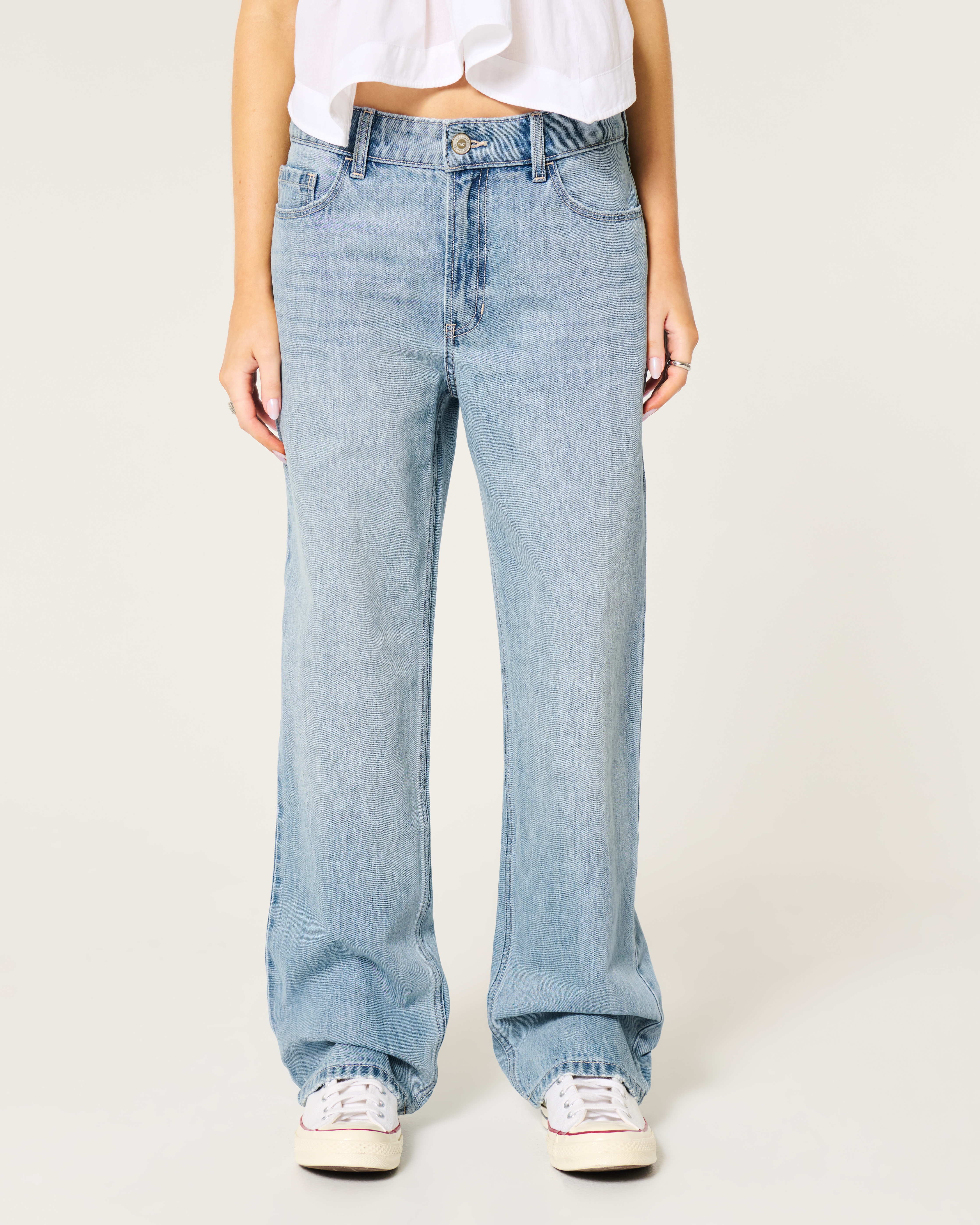 High-Rise Medium Wash Slouchy Straight Jeans