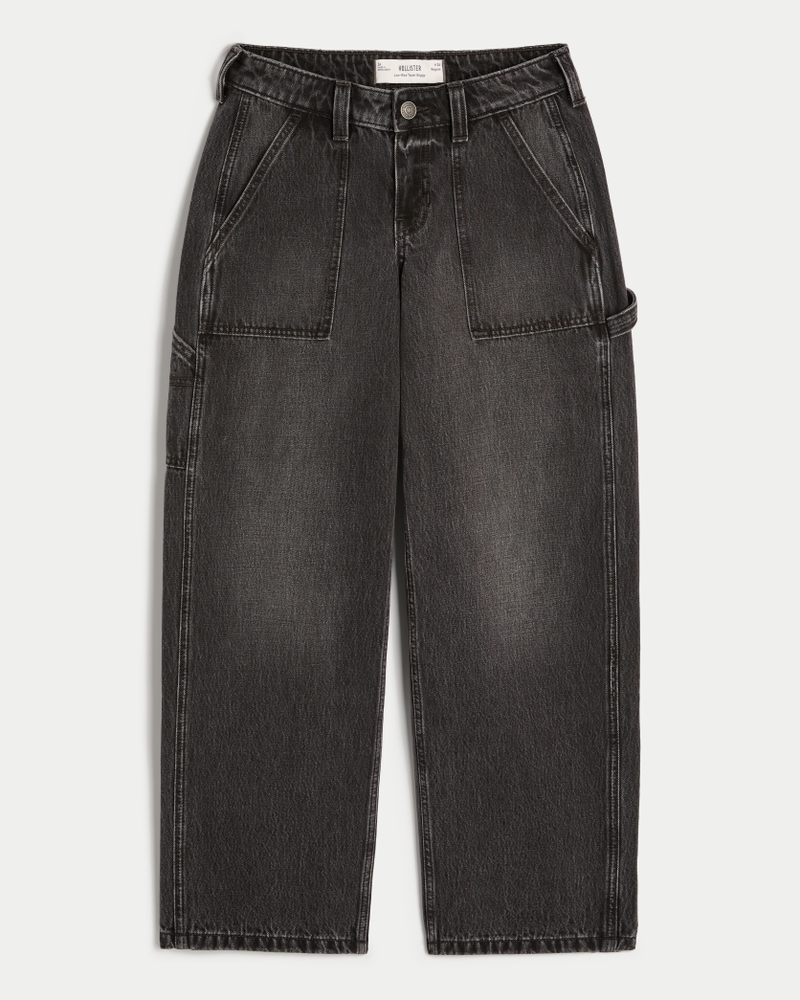 Women s Low Rise Washed Black Tapered Baggy Carpenter Jeans in Washed Black Size 2 R 3 R 26W from Hollister
