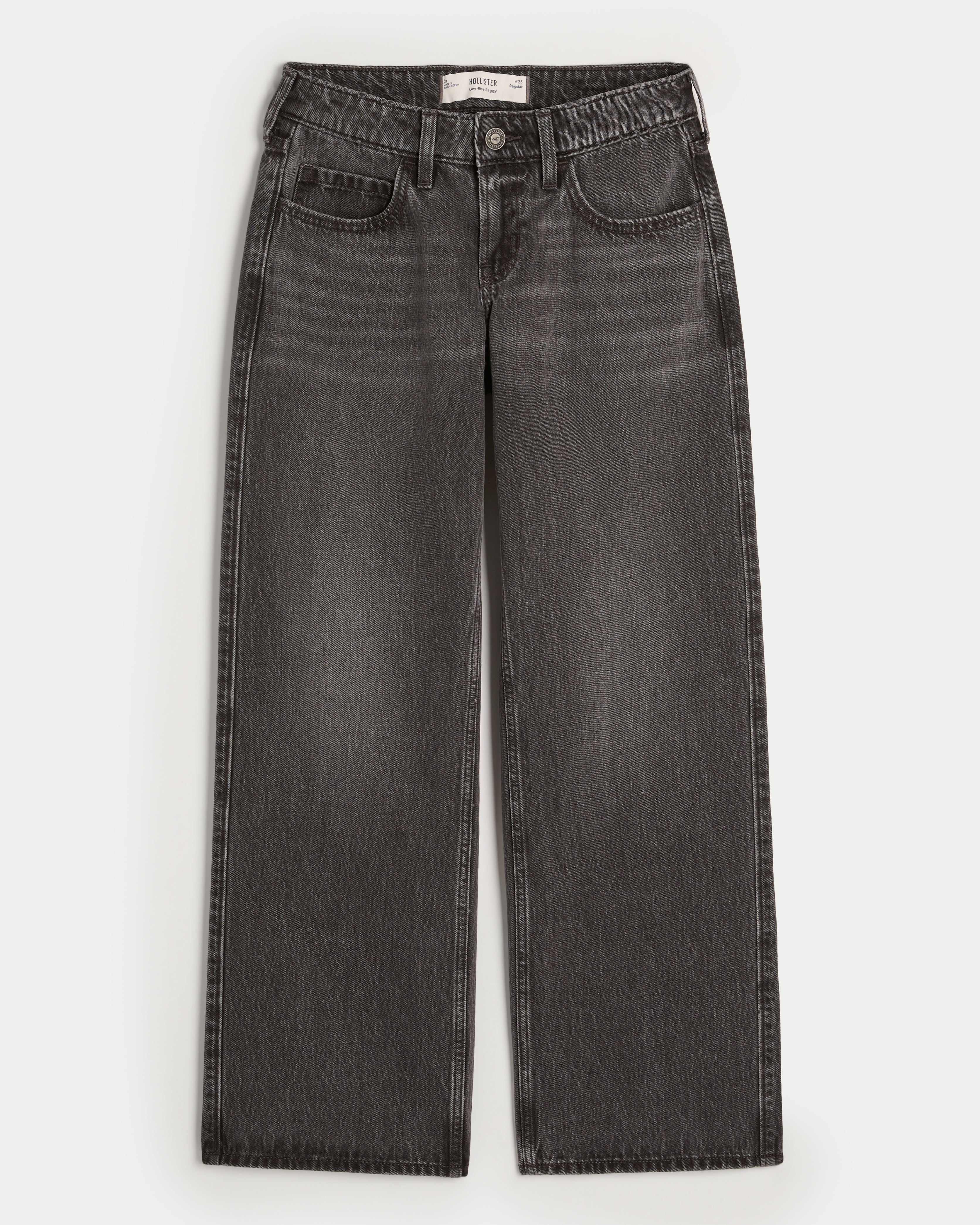 Low-Rise Washed Black Baggy Jeans