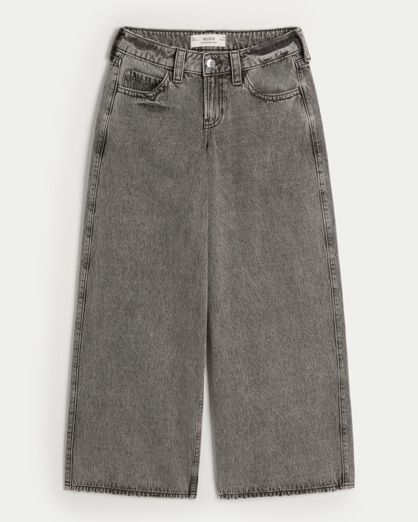 Low-Rise Washed Grey Super Baggy Jeans, Washed Black