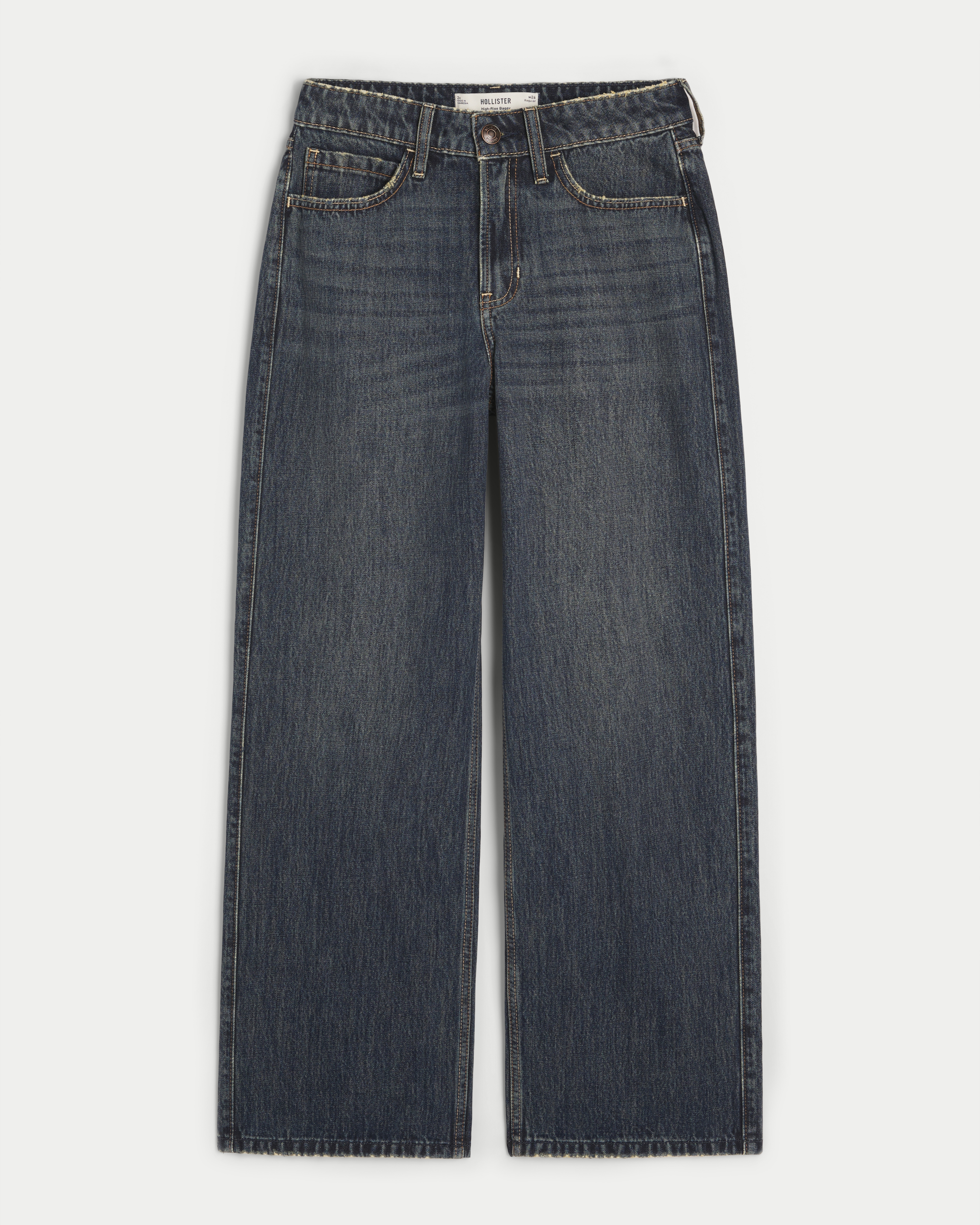 High-Rise Dark Wash Baggy Jeans