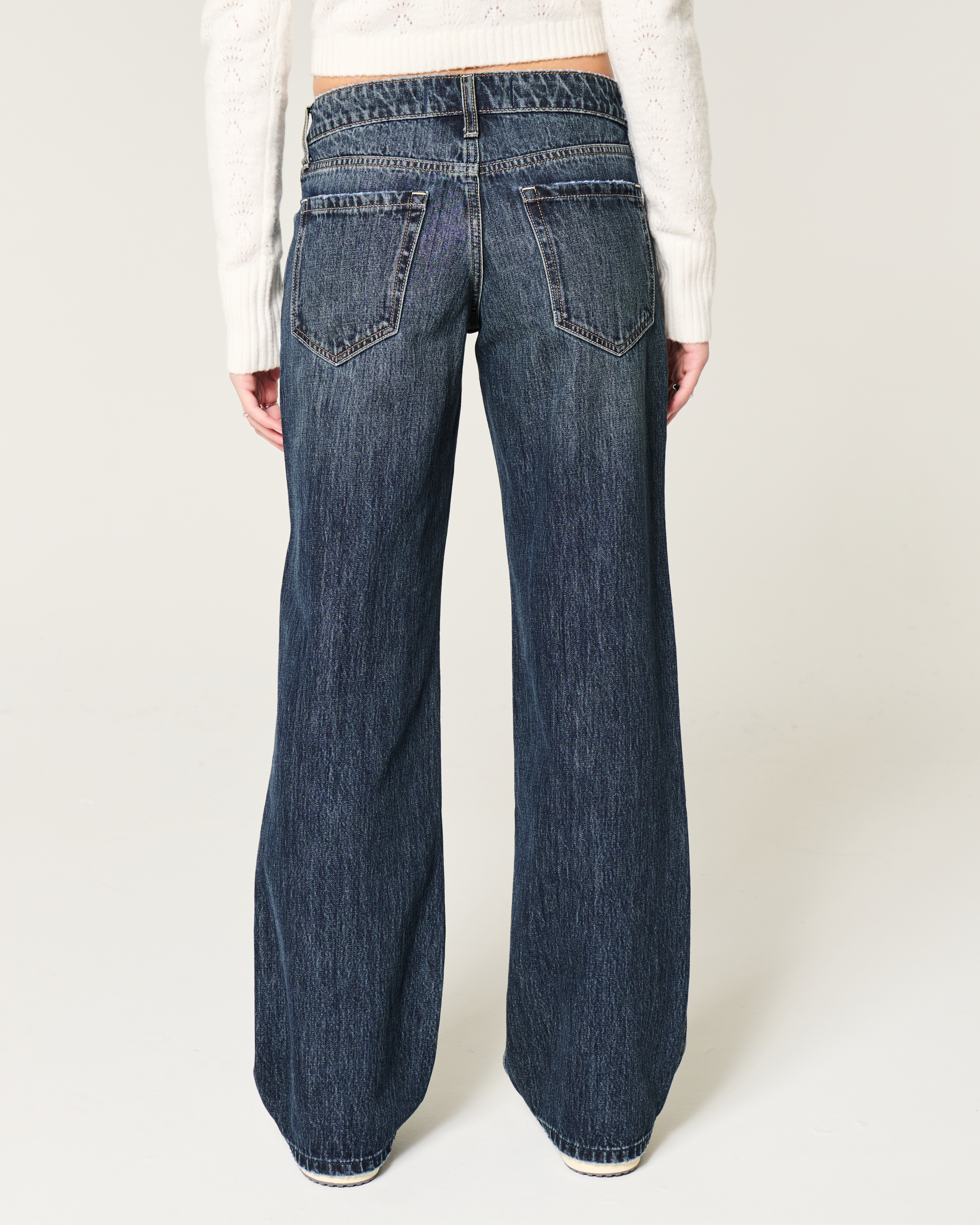 Low-Rise Dark Wash Baggy Jeans