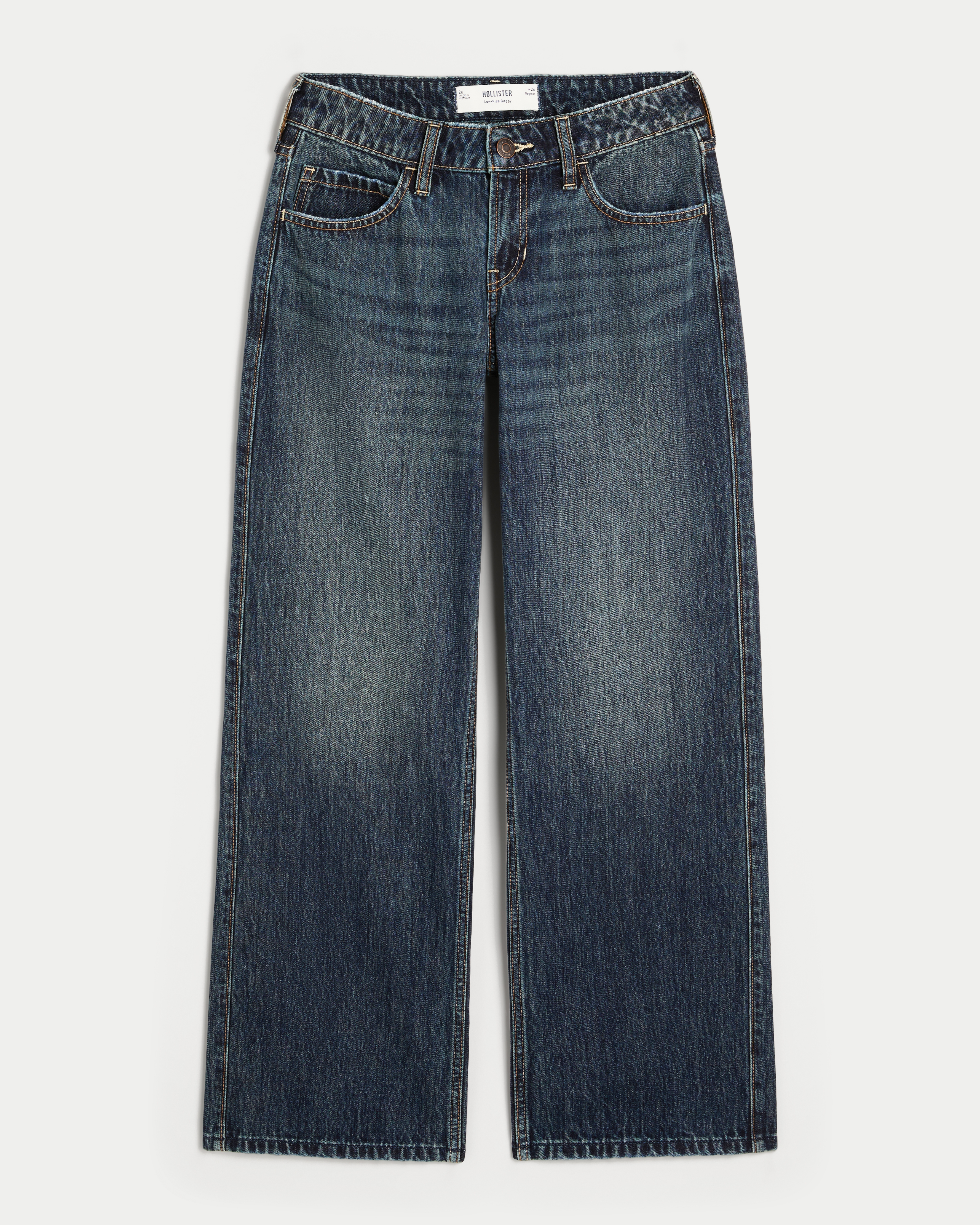 Low-Rise Dark Wash Baggy Jeans