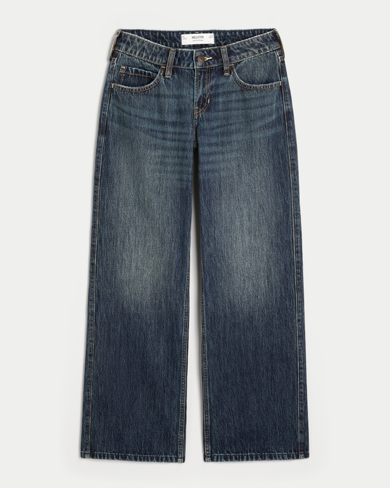 Low-Rise Dark Wash Baggy Jeans