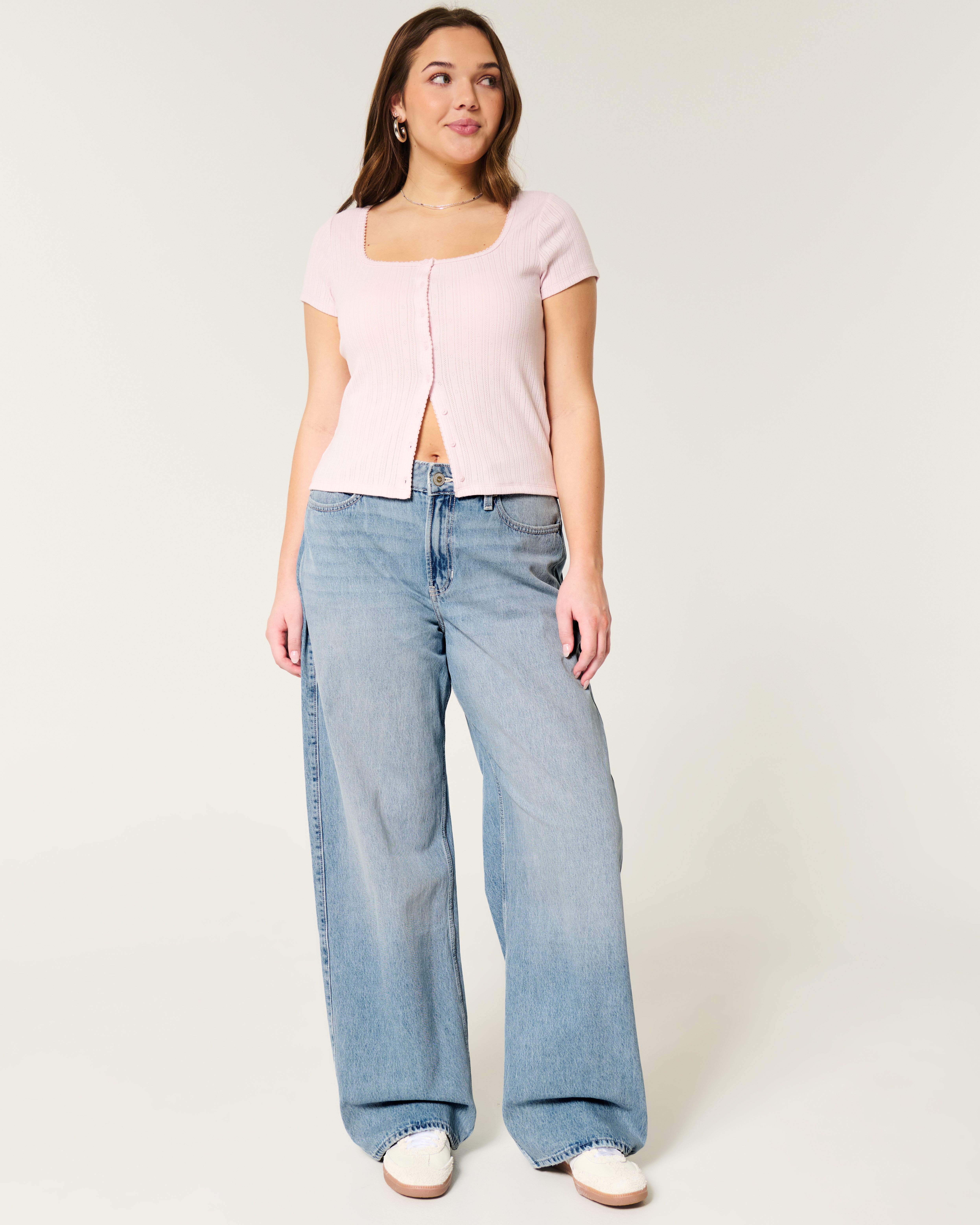 High-Rise Light Wash Baggy Jeans