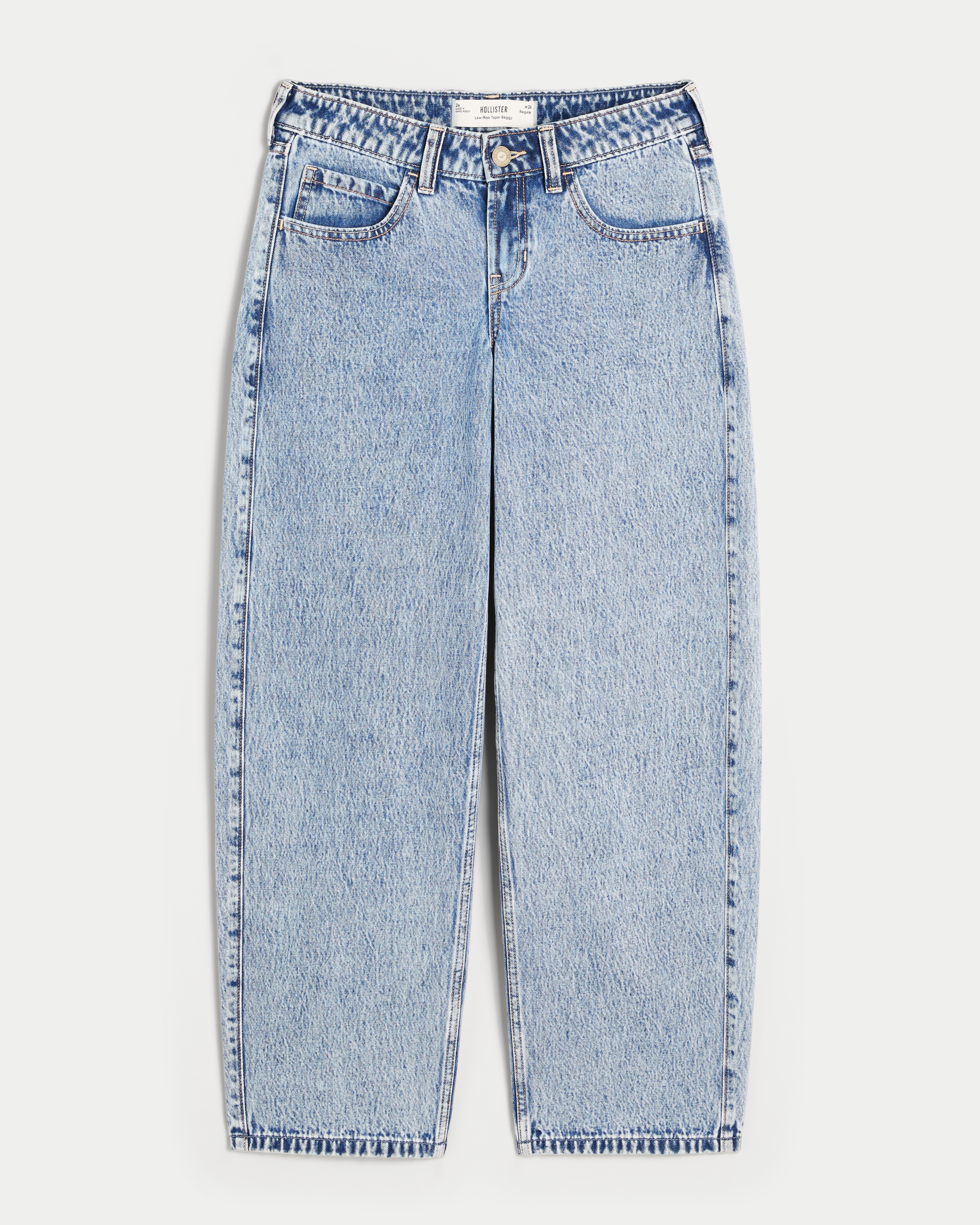 Low-Rise Light Wash Tapered Baggy Jeans