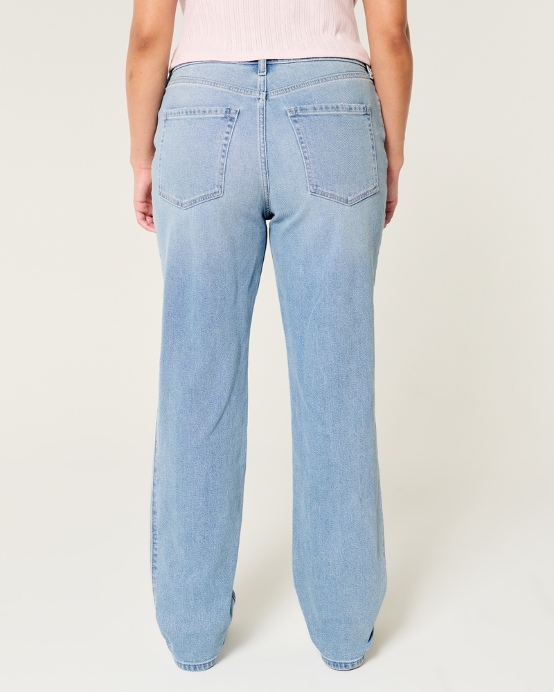 High-Rise Light Wash Straight Jeans