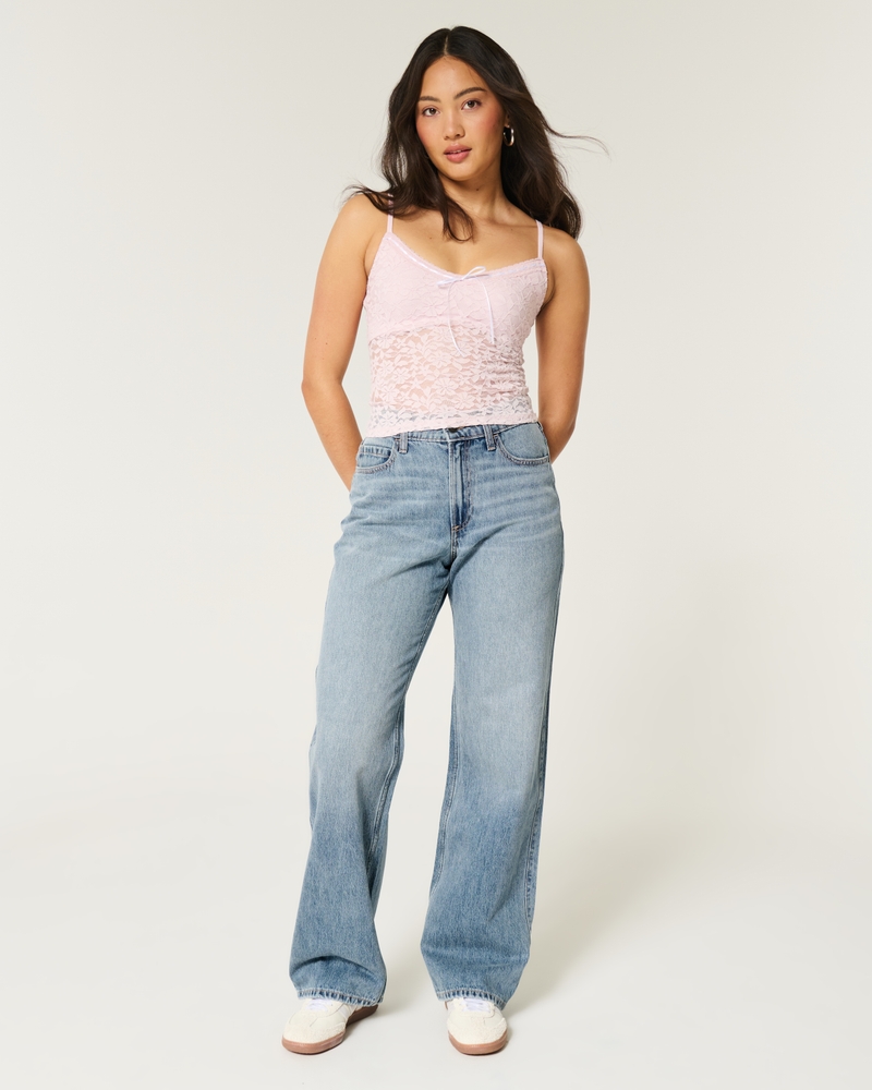 Women's Curvy High-Rise Medium Wash Baggy Jeans | Women's | HollisterCo.com