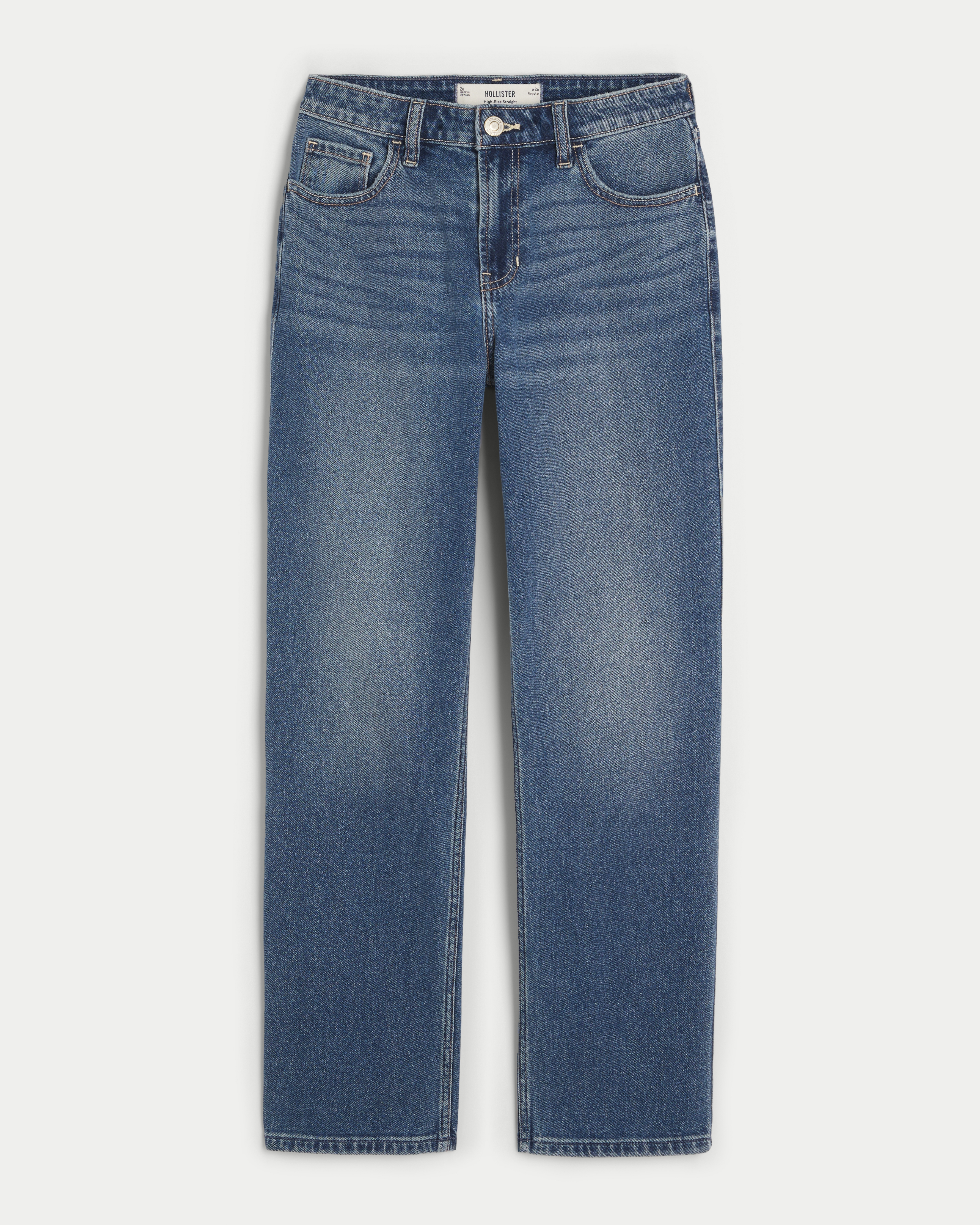 High-Rise Medium Wash Straight Jeans