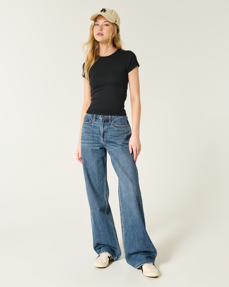 Baggy Jeans Sueltos Tiro Alto Mujeres Jeans Baggy De Tiro Alto Con