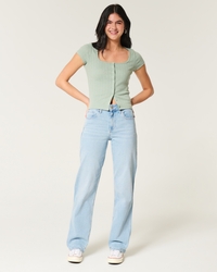 High-Rise Light Wash Dad Jeans