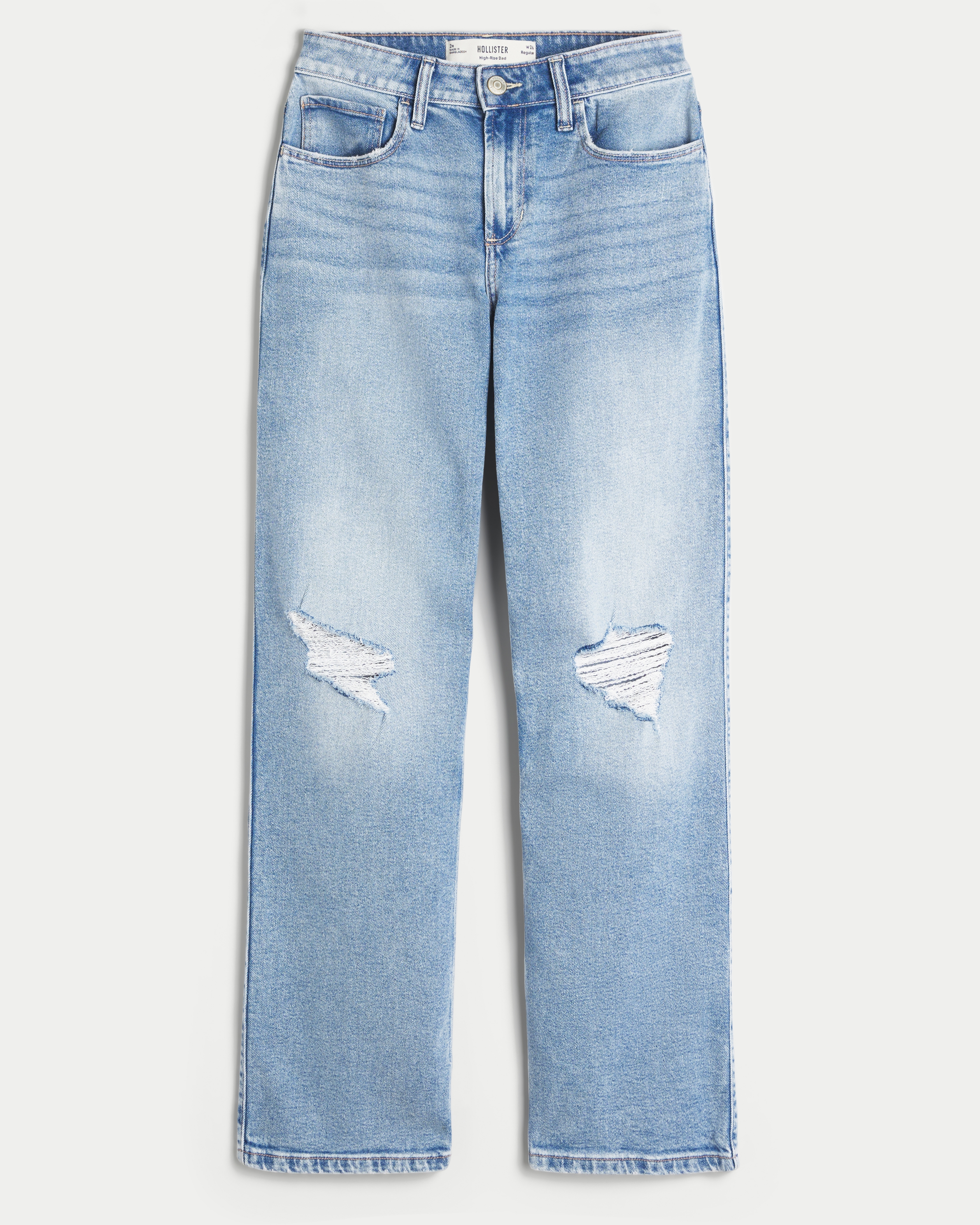 High-Rise Ripped Medium Wash Dad Jeans