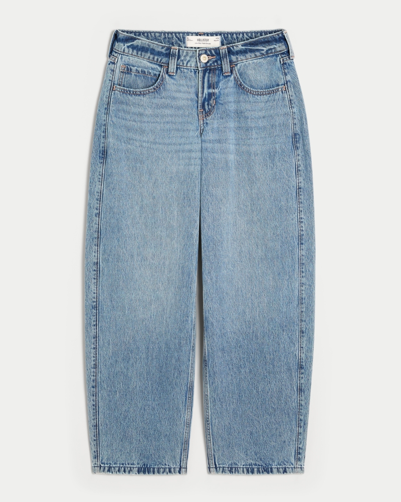 Low-Rise Medium Wash Tapered Baggy Jeans