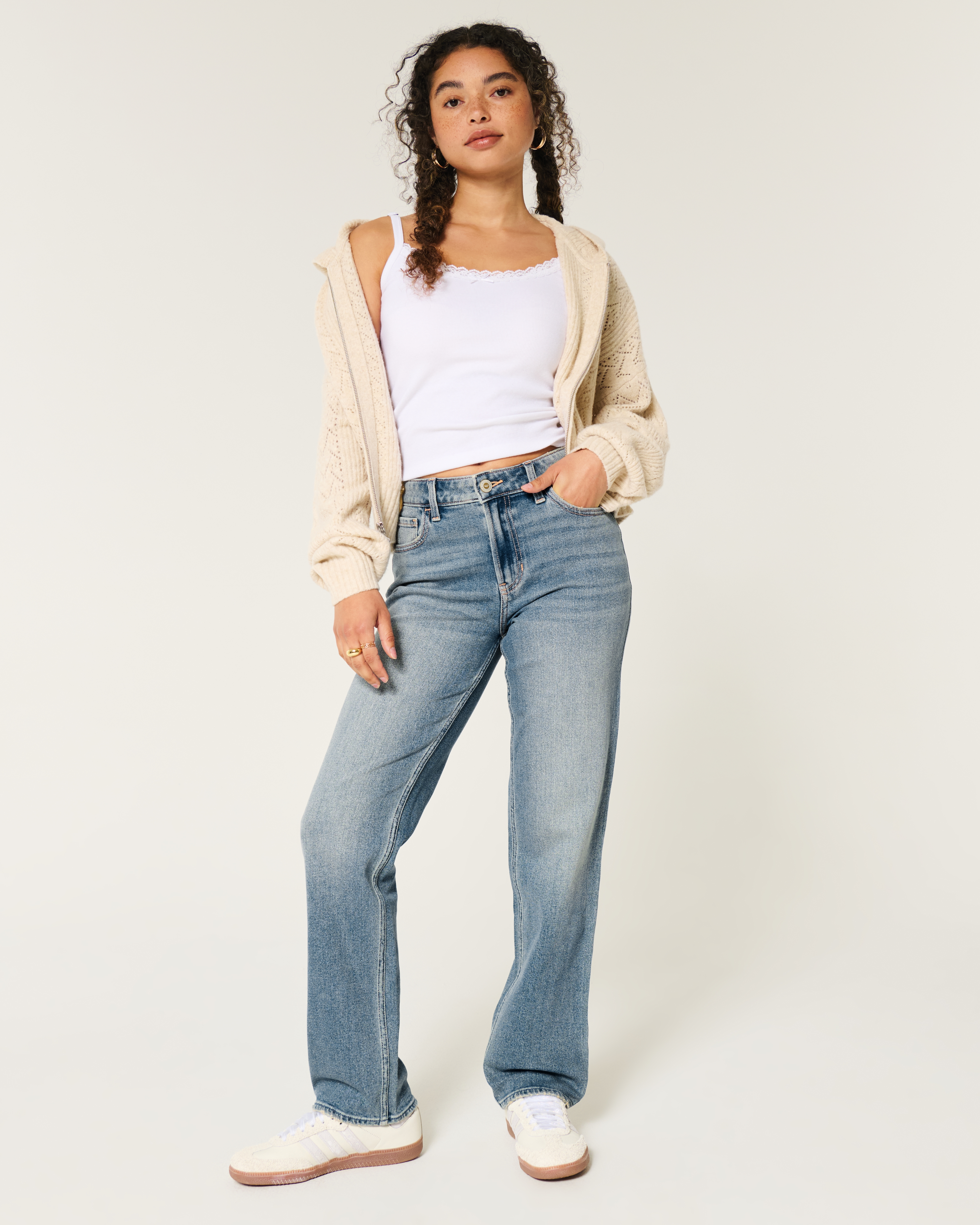 High-Rise Medium Wash Straight Jeans